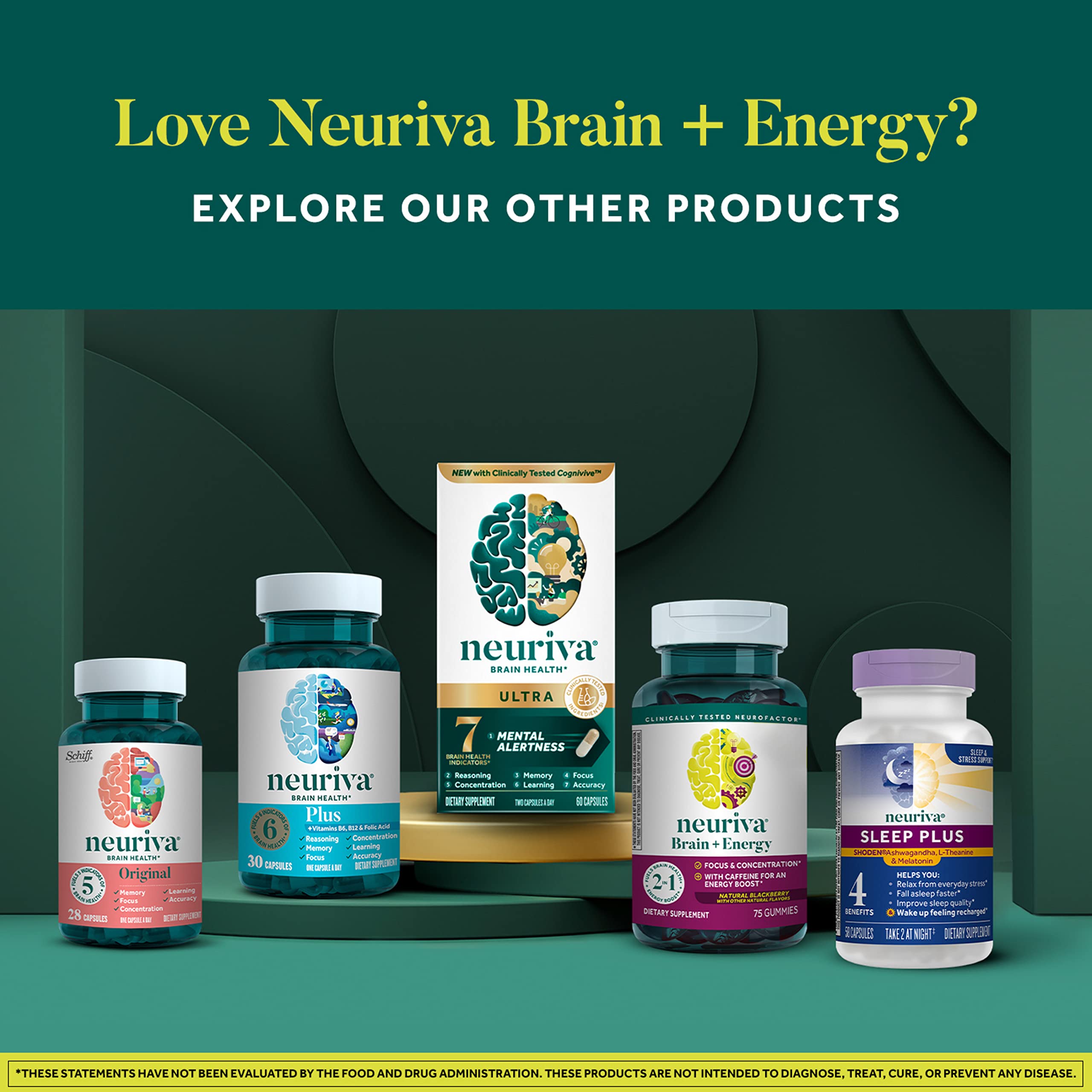 NEURIVA Brain + Energy Gummies, Nootropic Brain Supplements for Focus and Concentration with Neurofactor, Vitamin B12 & Caffeine for an Energy Boost*, 75ct Natural BlackBerry NEURIVA uk supplements