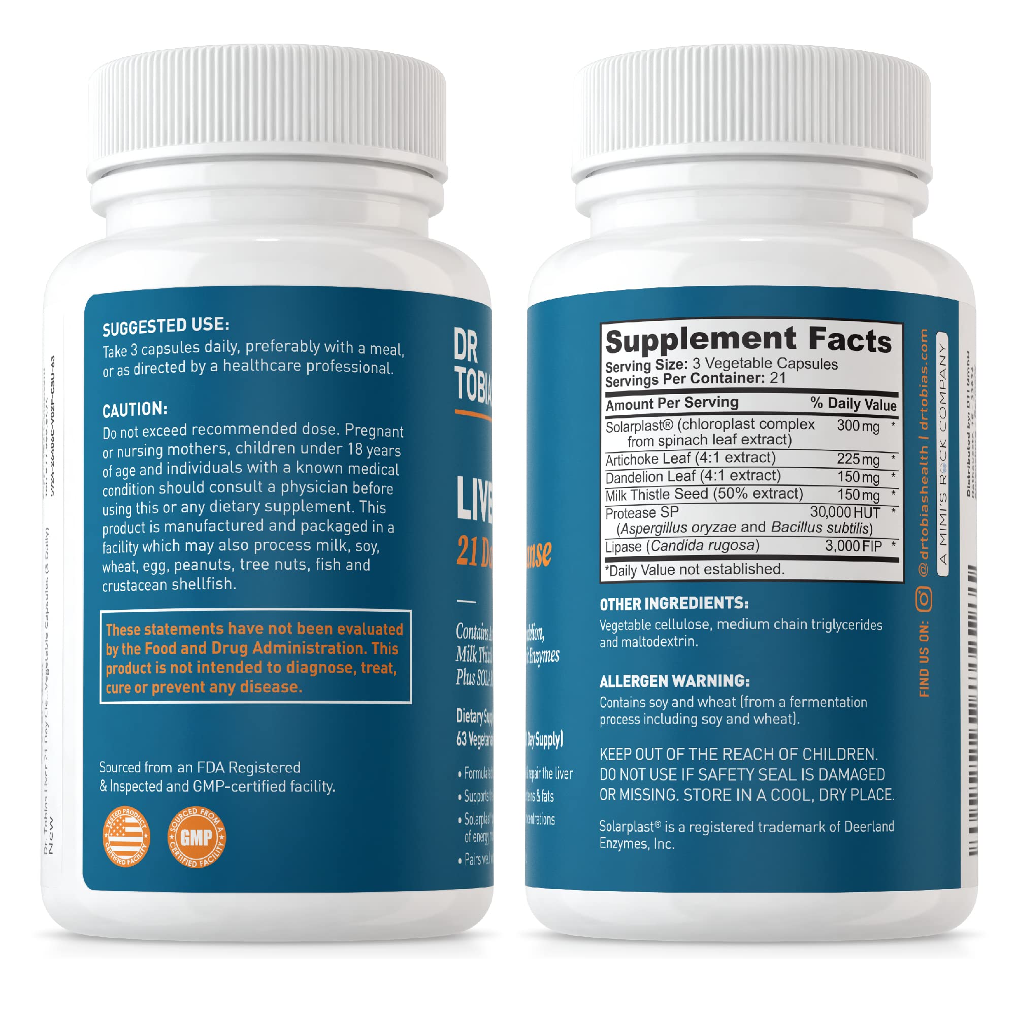 Dr. Tobias Liver 21 Day Cleanse, Herbal Liver Detox Cleanse with Solarplast, Artichoke Extra Dr. Tobias uk supplements