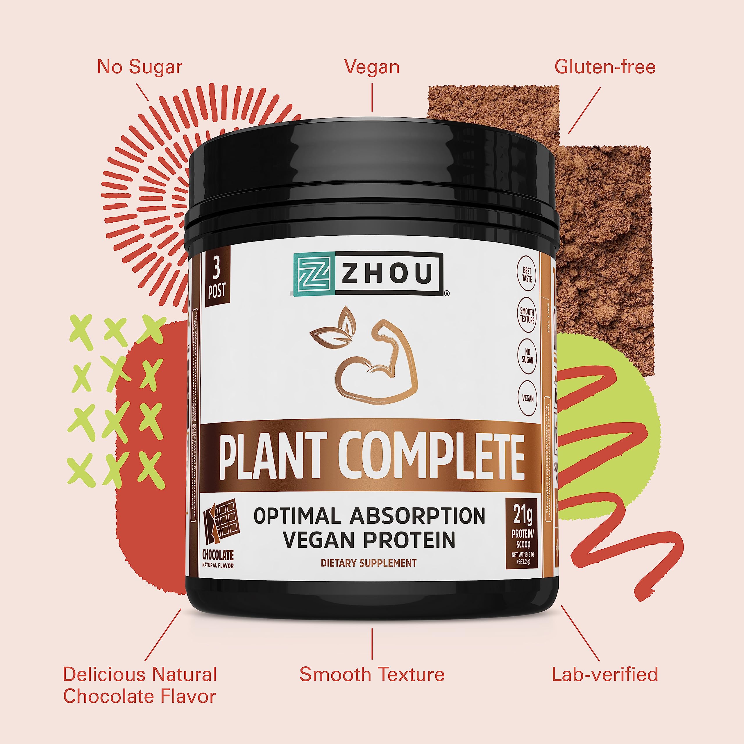 Zhou Nutrition Plant Based Vegan Protein Powder, Best Absorption Digest Score, Complete Zhou Nutrition uk supplements