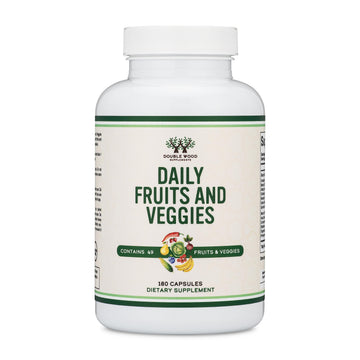 Fruits and Veggies Supplement (Daily Blend of 49 Different Fruits and Vegetables, 23 Veggies and 29 Fruits) 1,500mg Servings, 180 Capsules (No Fillers, Vegan Safe, Non-GMO) by Double Wood Double Wood Supplements uk supplements