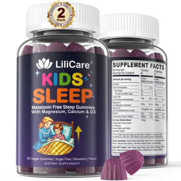 LILICARE Kids Sleep Gummies - Magnesium Glycinate Gummies, Melatonin Free Sleep Aid | Magnesium, Calcium, D3, B6, L Theanine | Kid Melatonin Alternative for Restful Sleep (Pack of 2) LILICARE uk supplements