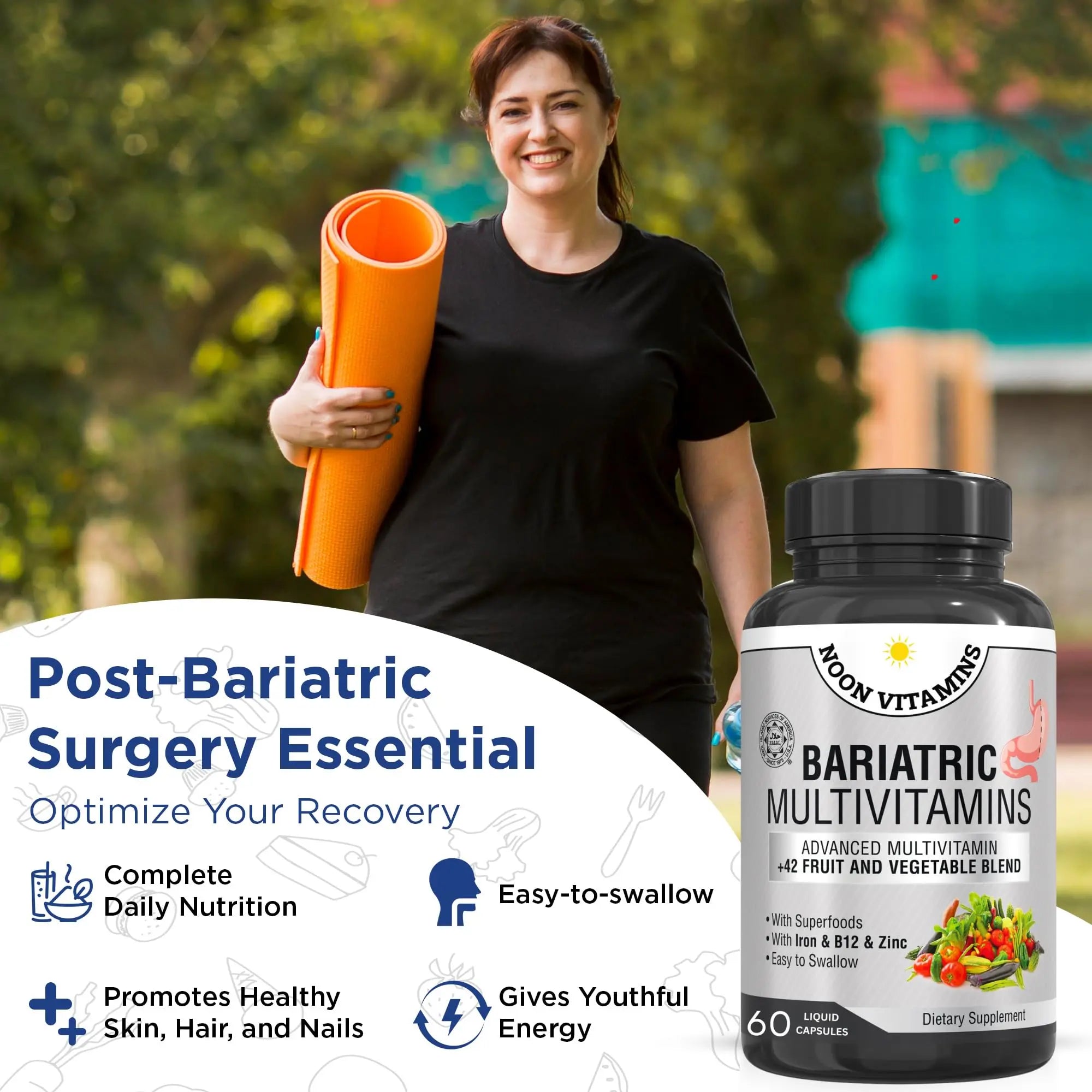 Bariatric Multivitamin with Iron for Women & Men - All-in-One 42 Superfood Blend for Energy & Immune Support - Post-Surgery Recovery NOON VITAMINS uk supplements