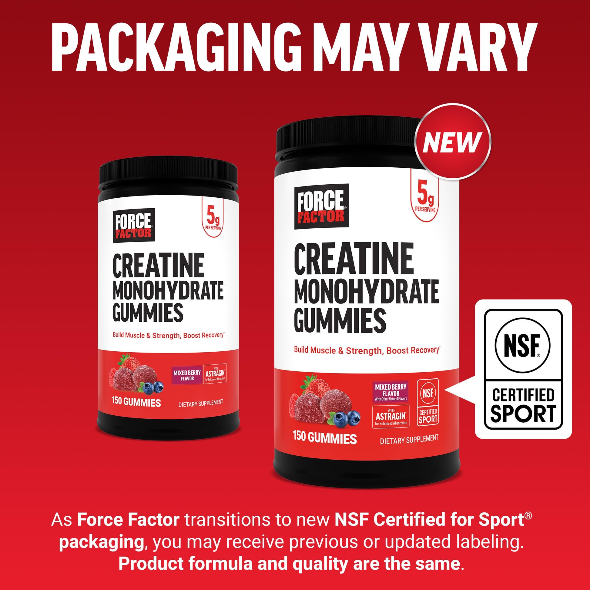 Force Factor Creatine Monohydrate Gummies, NSF Certified, 5g Dose for Men & Women to Support Muscle, Strength, Recovery, Cognitive Health & Memory, Mixed Berry, 150 Gummies Force Factor uk supplements