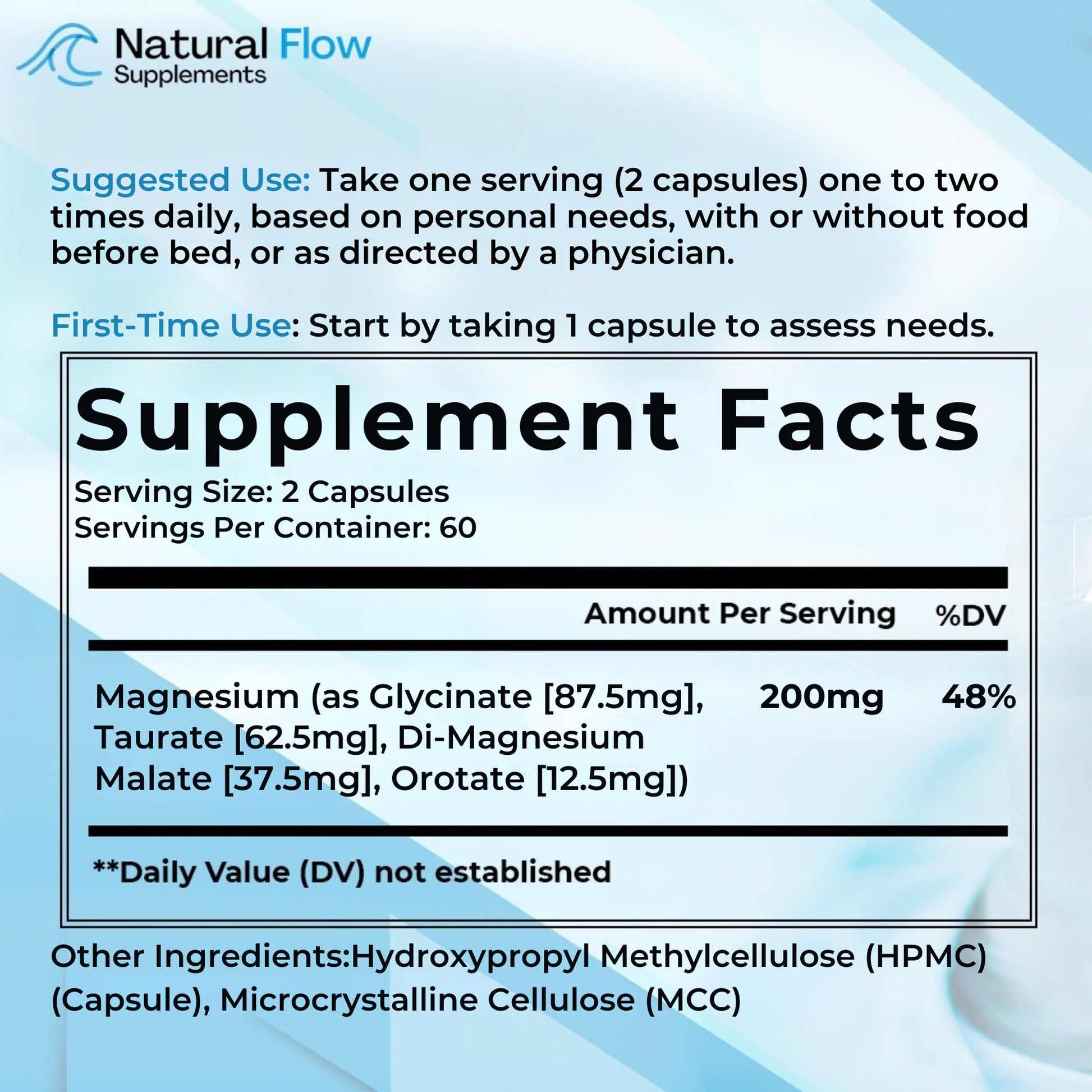 Natural Flow 4X Magnesium Supplement, Magnesium Glycinate, Taurate, Malate, Orotate Complex, Calm Sleep and Cramp Support Blend, No Mag Citrate or Oxide, 120 Capsules Natural Flow Supplements uk supplements