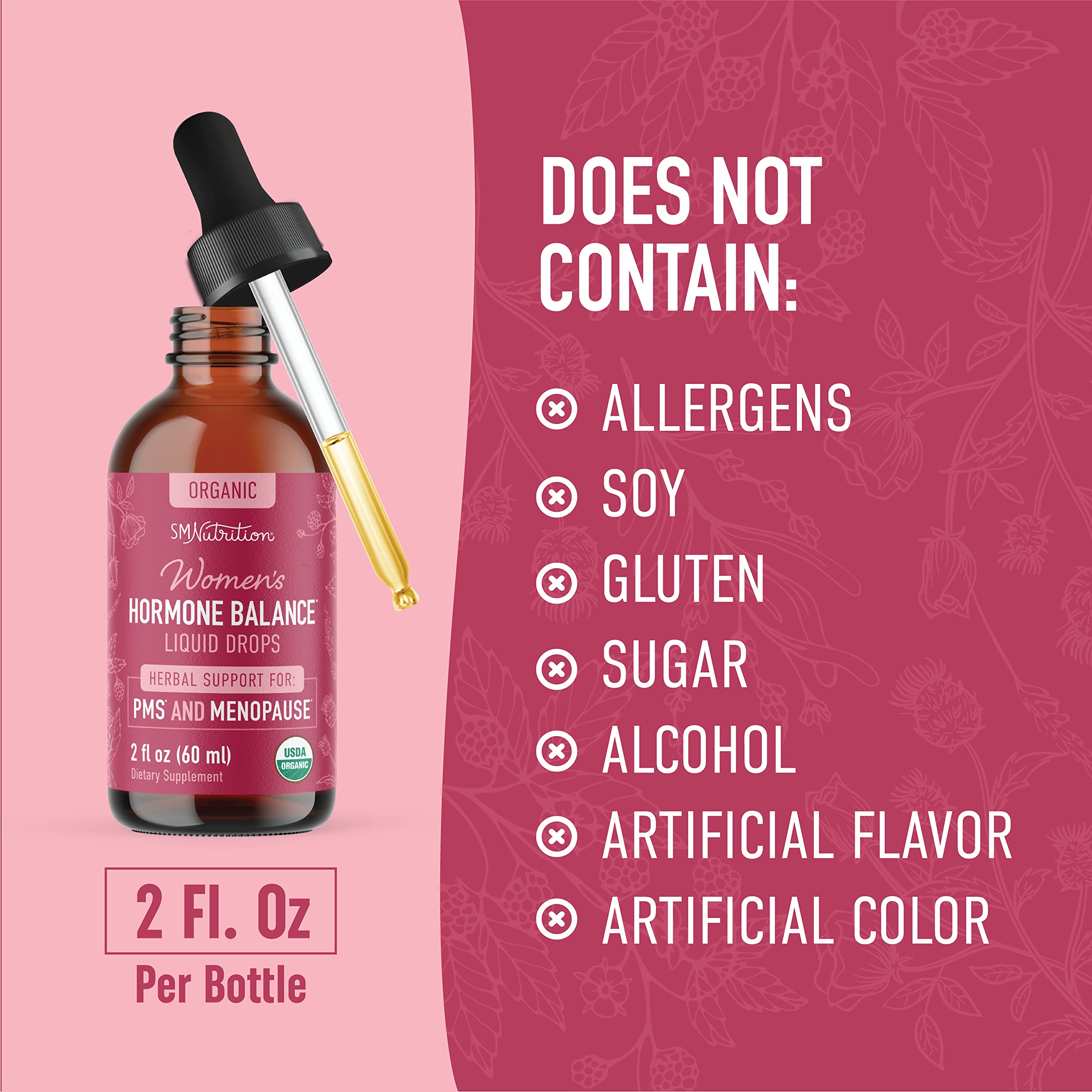 Hormone Balance Liquid Drops | With Stinging Nettle, Black Cohosh, Red Raspberry Leaf SMNutrition uk supplements