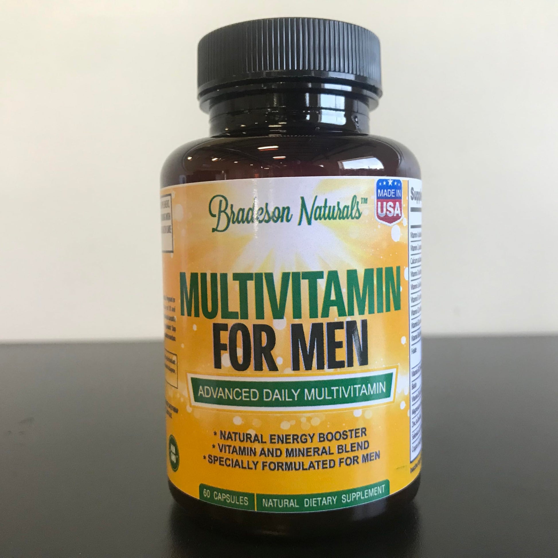 Bradeson Naturals Men's Multivitamin Supplement for Energy, Focus and Performance. Mens Vitamins A, C, D, E & B12, Zinc, Calcium, Magnesium & More. Multi Vitamin 60 Capsules Made in The USA Bradeson Naturals uk supplements