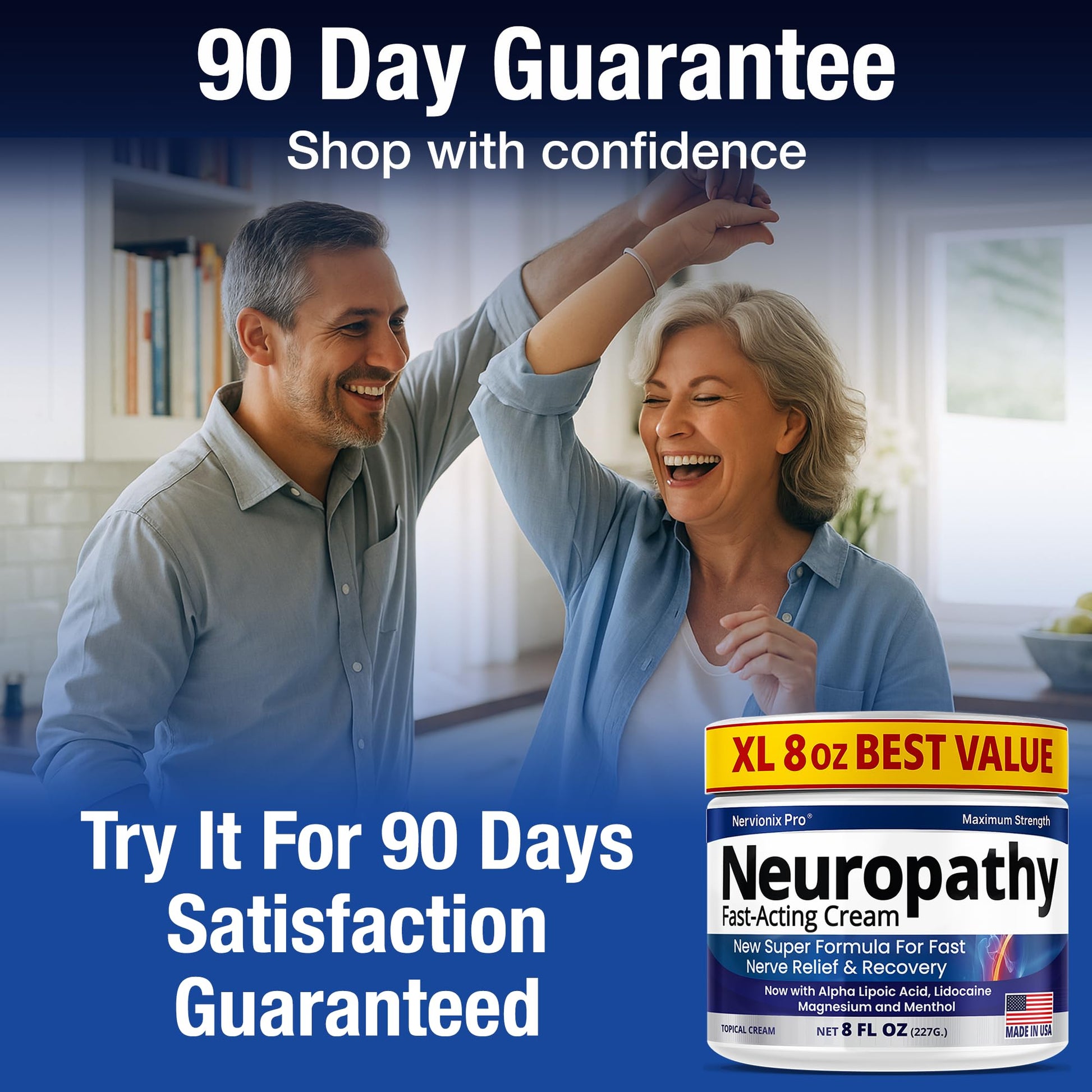 Neuropathy Nerve Relief Cream – Extra Large 8 oz – Maximum Strength for Feet Hands Legs Toes Back – Natural Ingredients Arnica Aloe Vera MSM Vitamins – Fast-Acting Soothing Relief – Super Value 8 oz Nuturna uk supplements