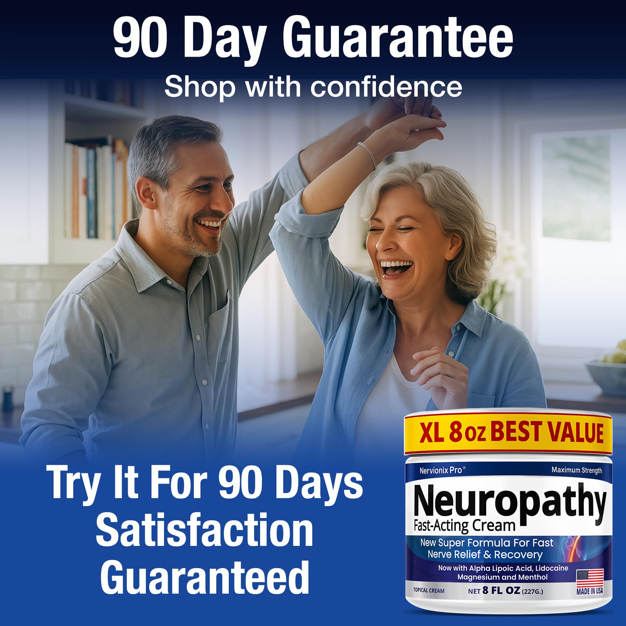 Neuropathy Nerve Relief Cream – Extra Large 8 oz – Maximum Strength for Feet Hands Legs Toes Back – Natural Ingredients Arnica Aloe Vera MSM Vitamins – Fast-Acting Soothing Relief – Super Value 8 oz Nuturna uk supplements