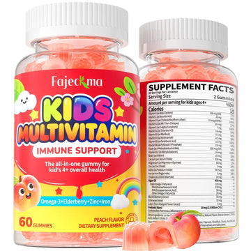Fajeckma Organic Kids Multivitamin Gummies: Sugar Free Multi Vitamin Gummy with Vitamins D3 Iron Omega Probiotic Elderberry Calcium Zinc Dha Fajeckma uk supplements