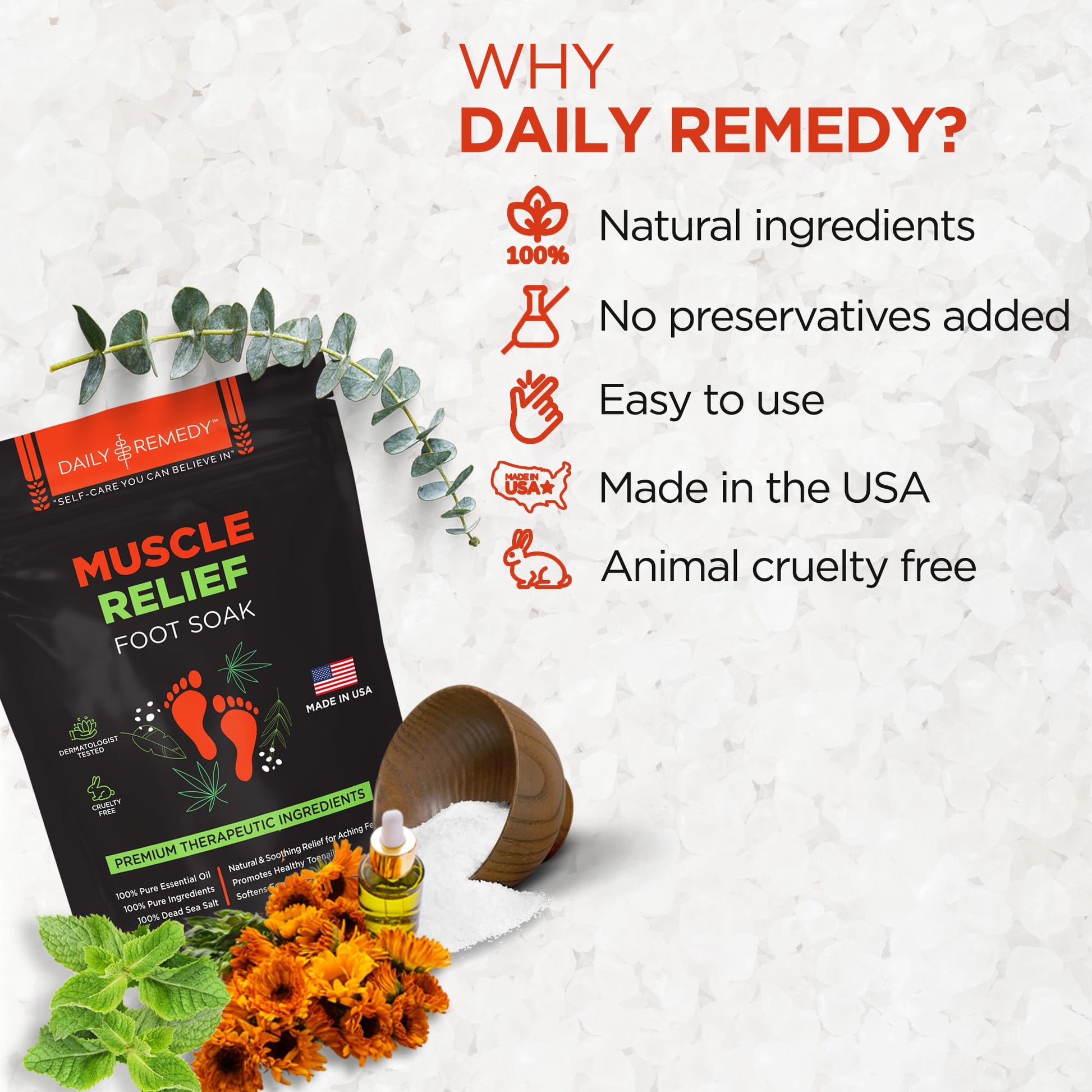 Muscle Relief Foot Soak with Epsom Salt, Made in USA, Soothe Foot Aches, Muscle Pain DAILY REMEDY uk supplements
