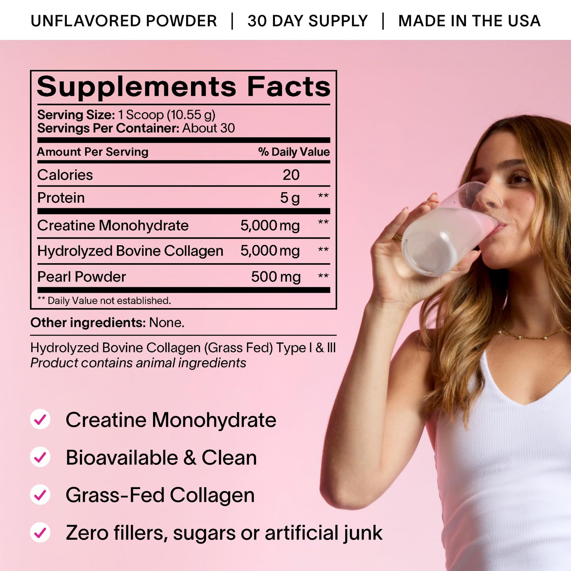 Ladywell Creatine Pearl Complex | 3-in-1 Formula for Women | Creatine Monohydrate, Collagen & Pearl Powder | Supports Energy, Skin Health, Mental Clarity, Metabolism & Lean Muscle | 30 Servings Ladywell uk supplements