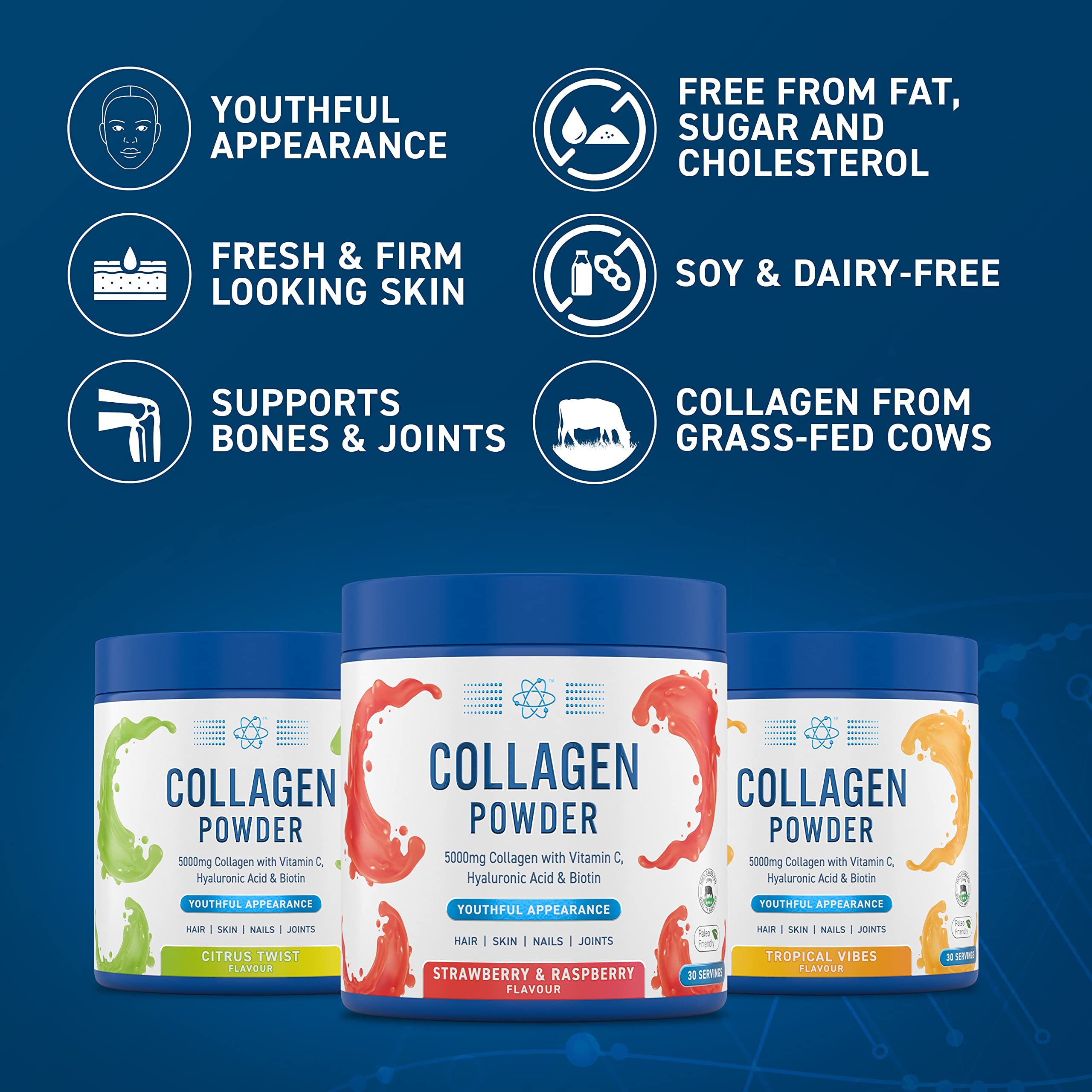 Applied Nutrition Collagen Powder - Citrus Twist Flavour - 5000mg Hydrolysed Bovine Flavoured Applied Nutrition uk supplements