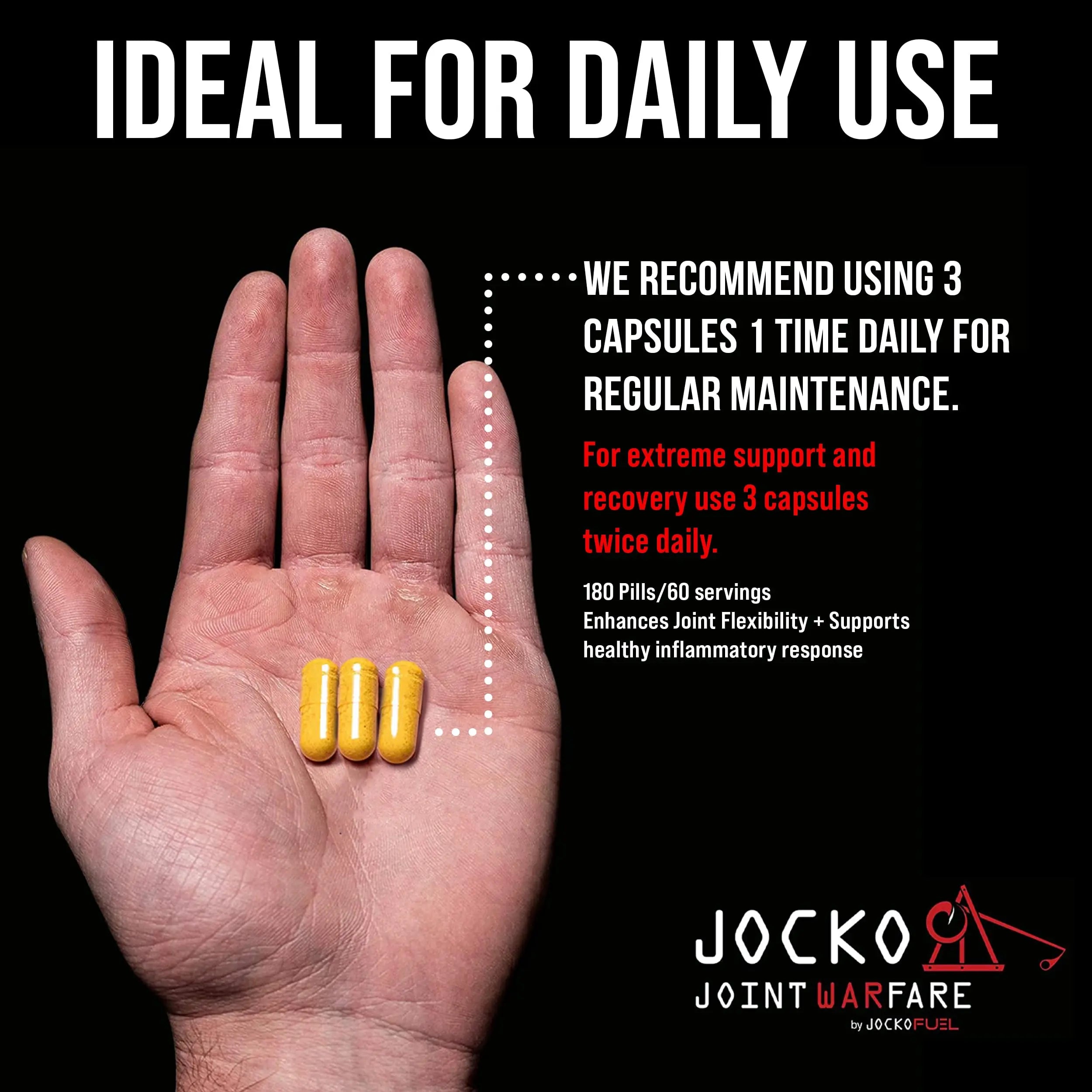 Jocko Fuel Joint Support Supplement - Glucosamine MSM for Joint Pain, Mobility, & Flexibility w/Turmeric & Boswellia (180 Capsules) Jocko Fuel uk supplements