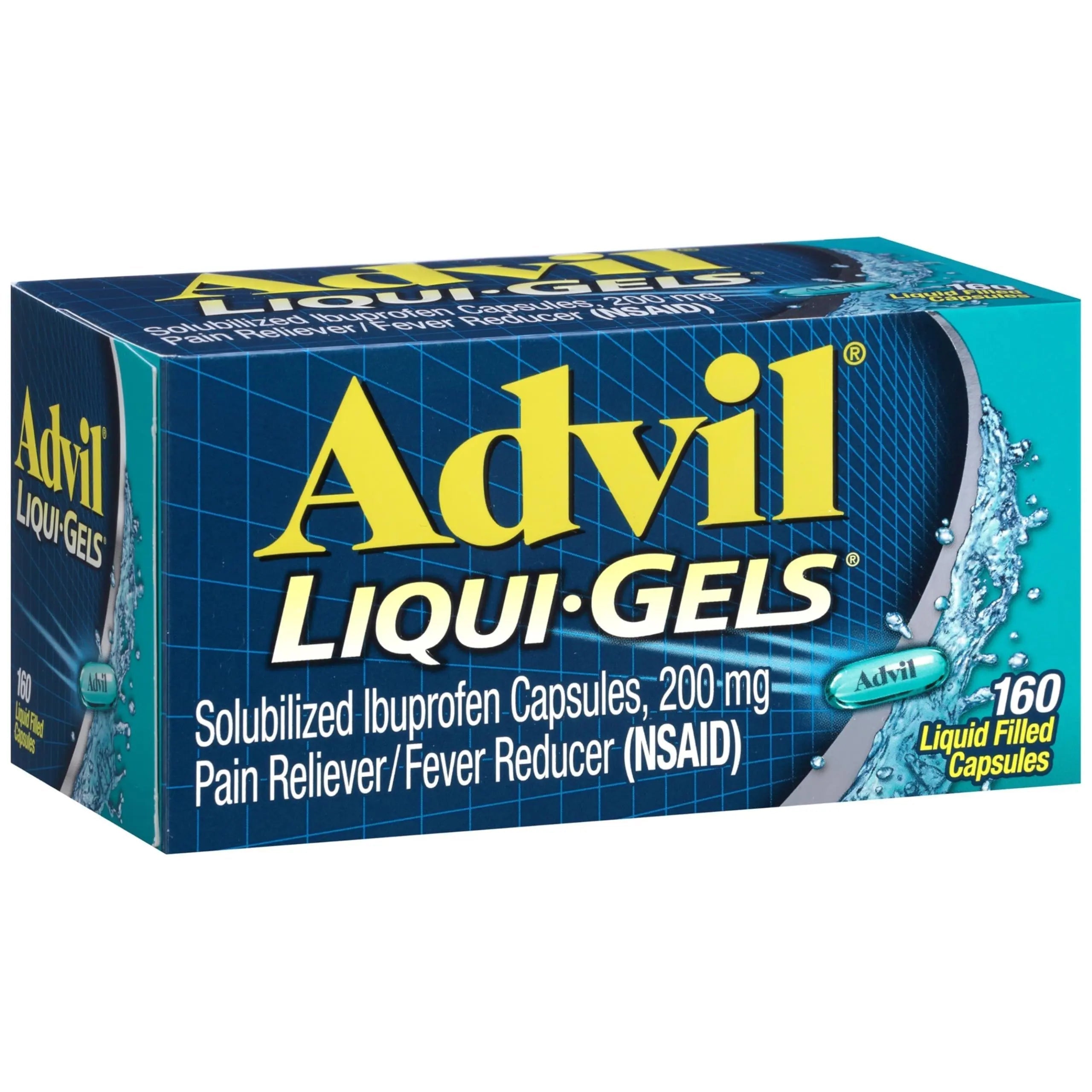 Advil Liqui-Gels Pain Reliever and Fever Reducer, Pain Medicine for Adults with Ibuprofen 200mg for Headache, Backache, Menstrual Pain and Joint Pain Relief - 160 Liquid Filled Capsules Advil uk supplements