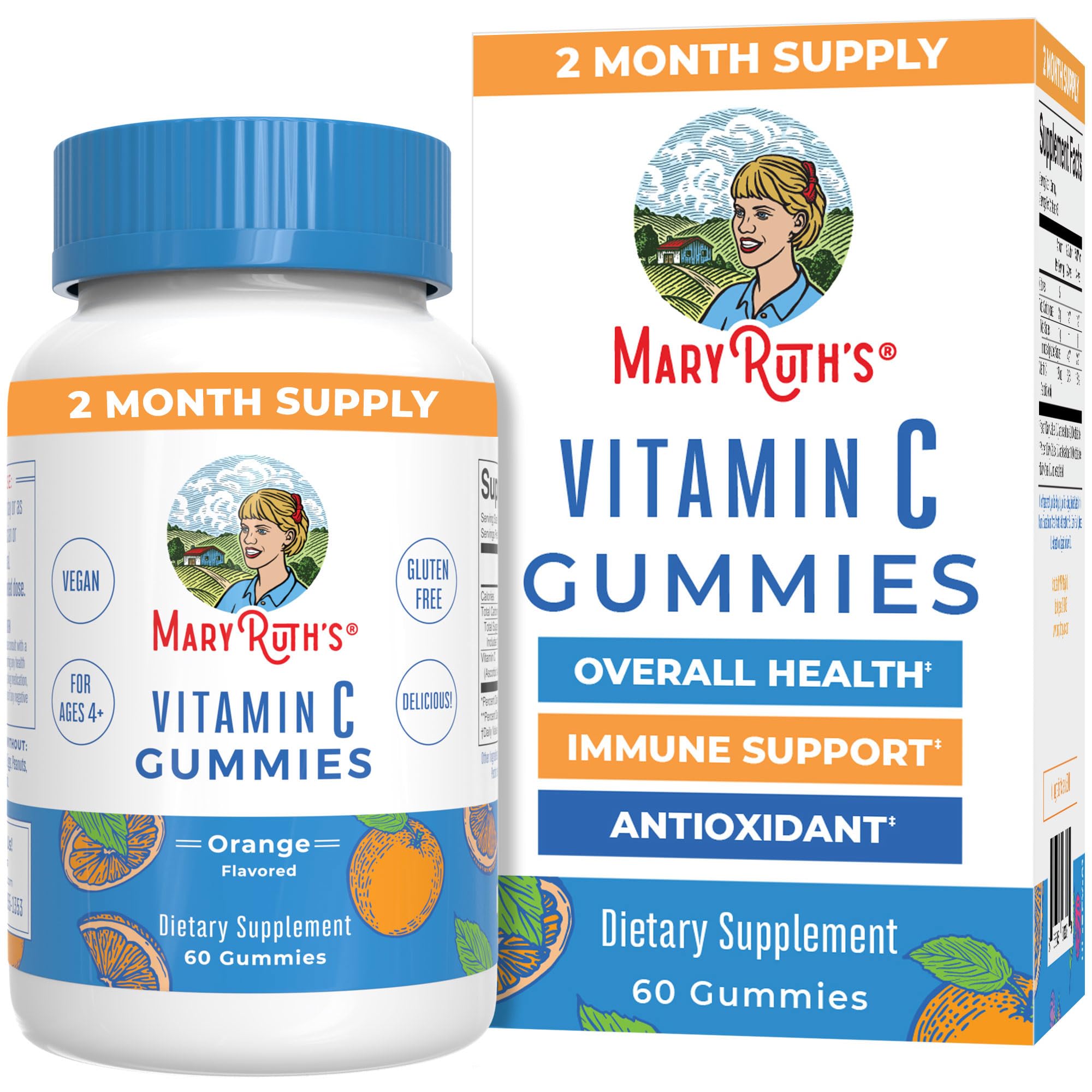 MaryRuth Organics Vegan Vitamin C Gummies | 2 Month Supply | Immune Support Supplement for Adults & Kids | Chewable Vitamin C Gummy Vitamins | Non-GMO | Pectin Based | 60 Count MARYRUTH'S uk supplements