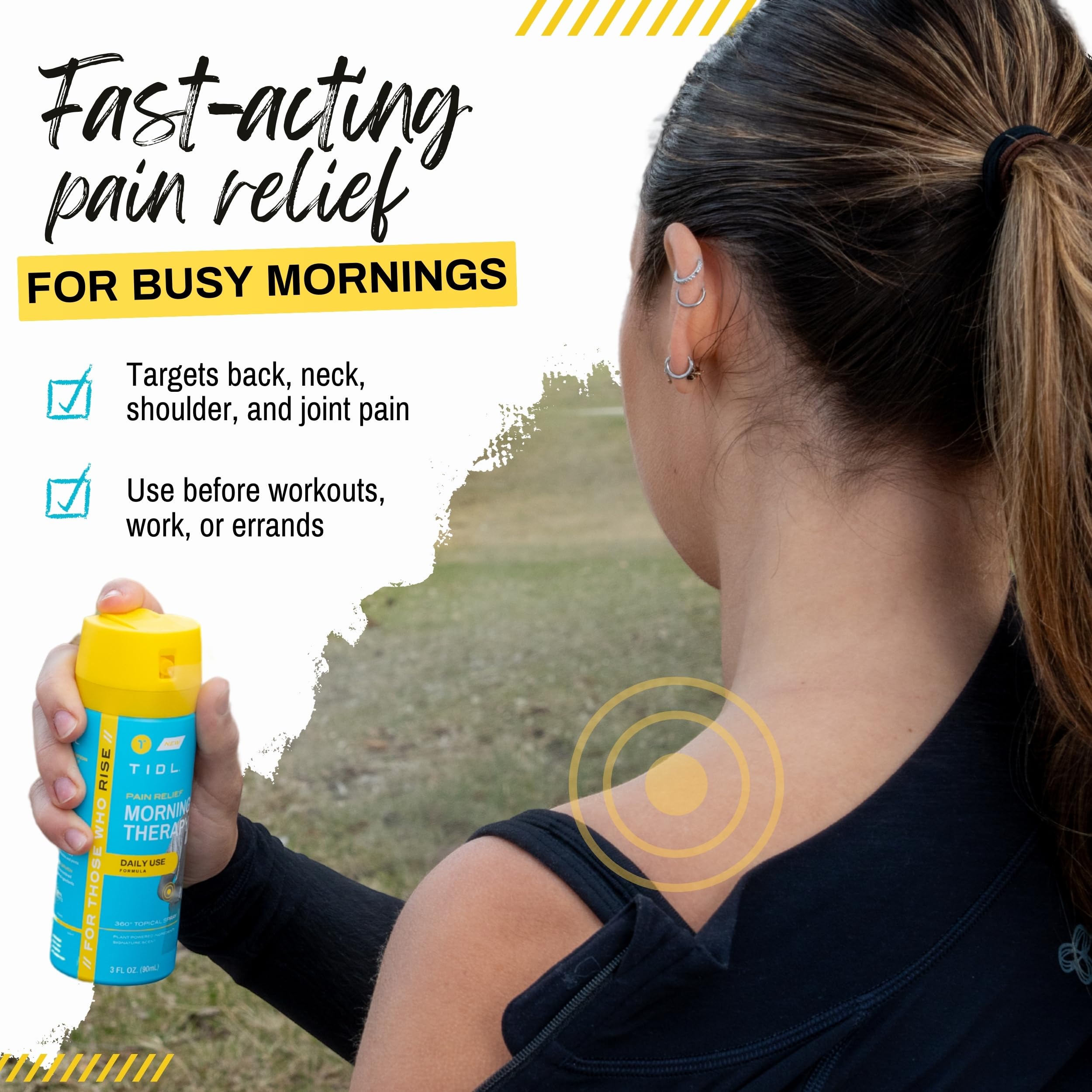 TIDL Pain Relief Spray, 3 Oz, Refreshing Morning Therapy for Muscle, Joint & Neck Pain Relief, Energizing, Plant-Based Menthol & Camphor Pain Reliever, Quick Drying Formula TIDL uk supplements
