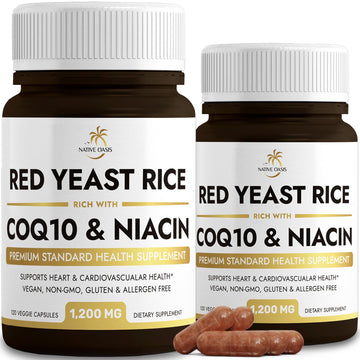 Native Oasis (2 Bottles) Red Yeast Rice 1,200 mg. Capsules Made with CoQ10 and Flush Native Oasis uk supplements