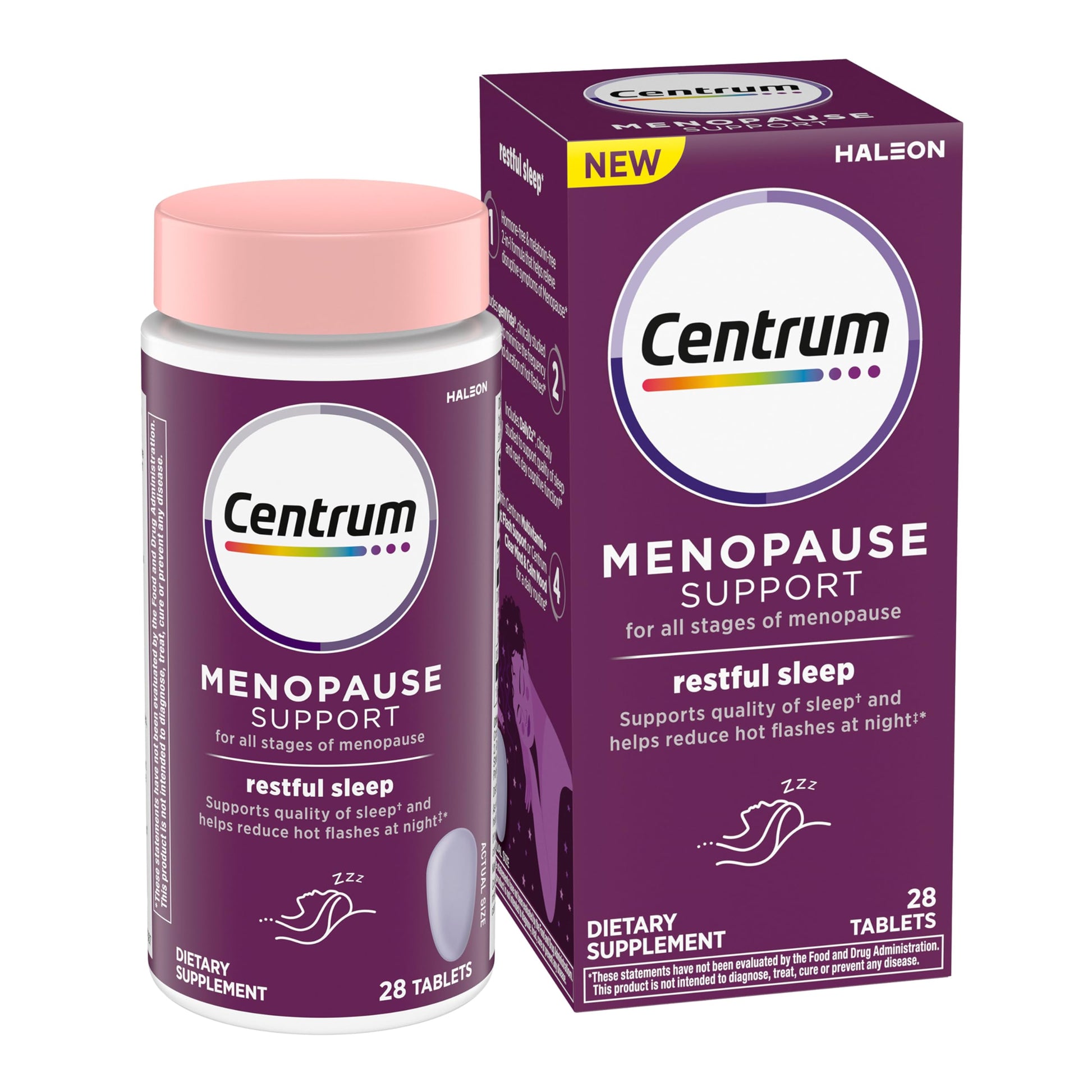 Centrum Restful Sleep Menopause Support Tablets, Supplement with Clinically Studied DailyZz and geniVida, 28 Count Centrum uk supplements
