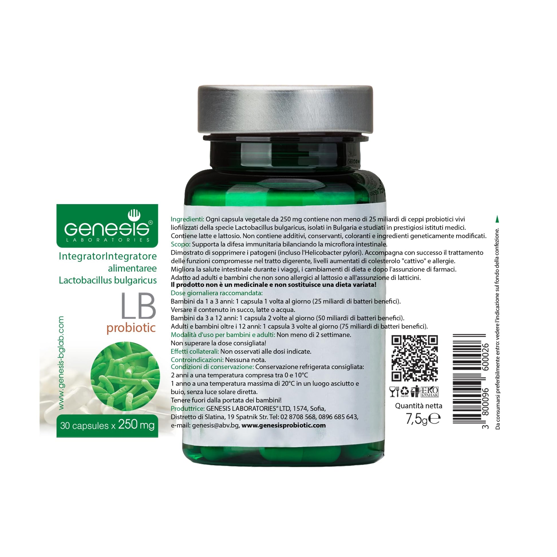 Probiotic Lactobacillus Supplement 30 Capsules with Lactobacillus Bulgaricus 250 mg Probiotic Digestive Immune Support Gut Health Probiotics for Digestive Health Anti Bloating Genesis LABORATORIES uk supplements