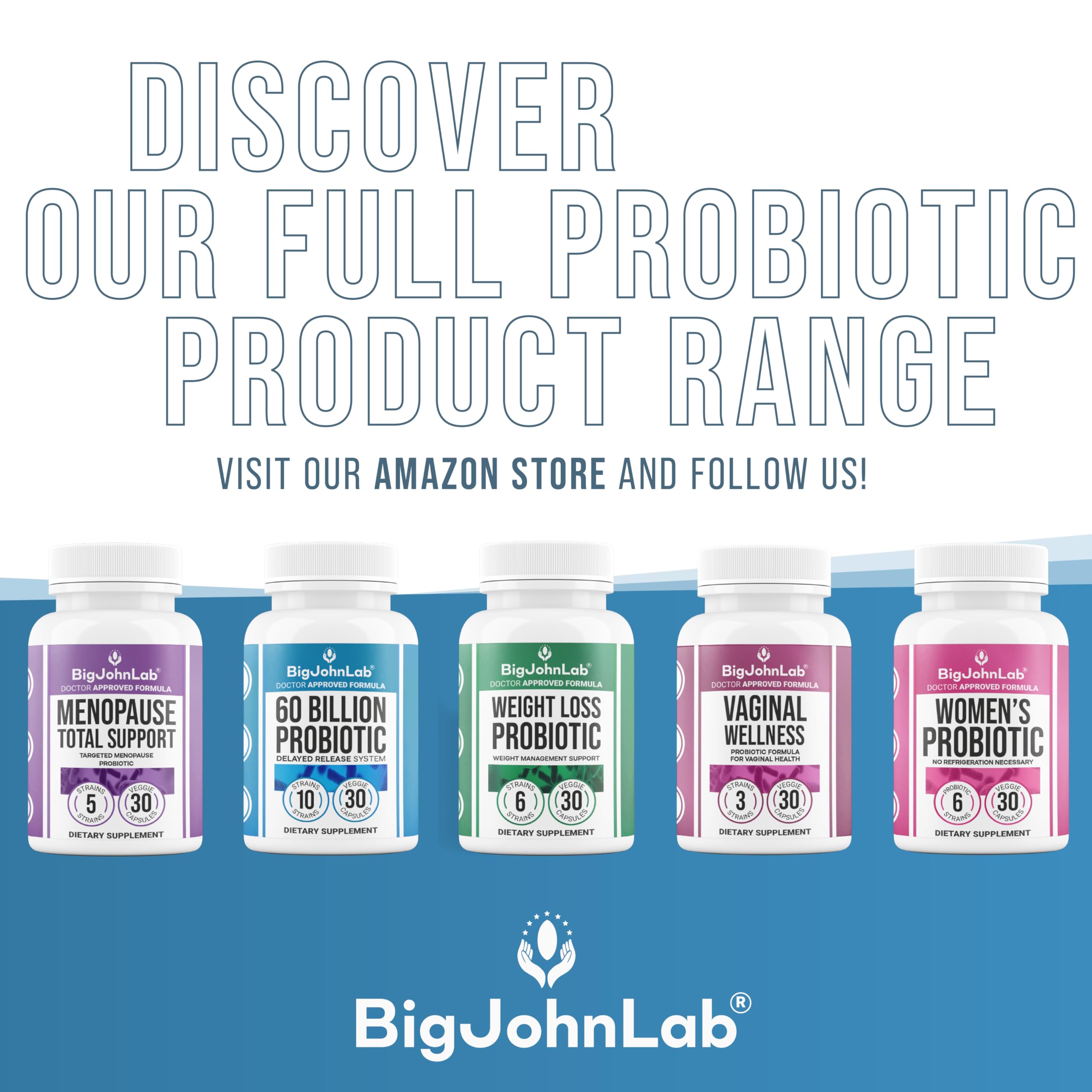 BIGJOHNLAB® - Menopause Total Support – Advanced Probiotic Formula with 5 Strains & 15 Billion CFU, Resveratrol, Black Cohosh, Acacia Fiber, Non-GMO & 100% Vegetarian BIGJOHNLAB uk supplements