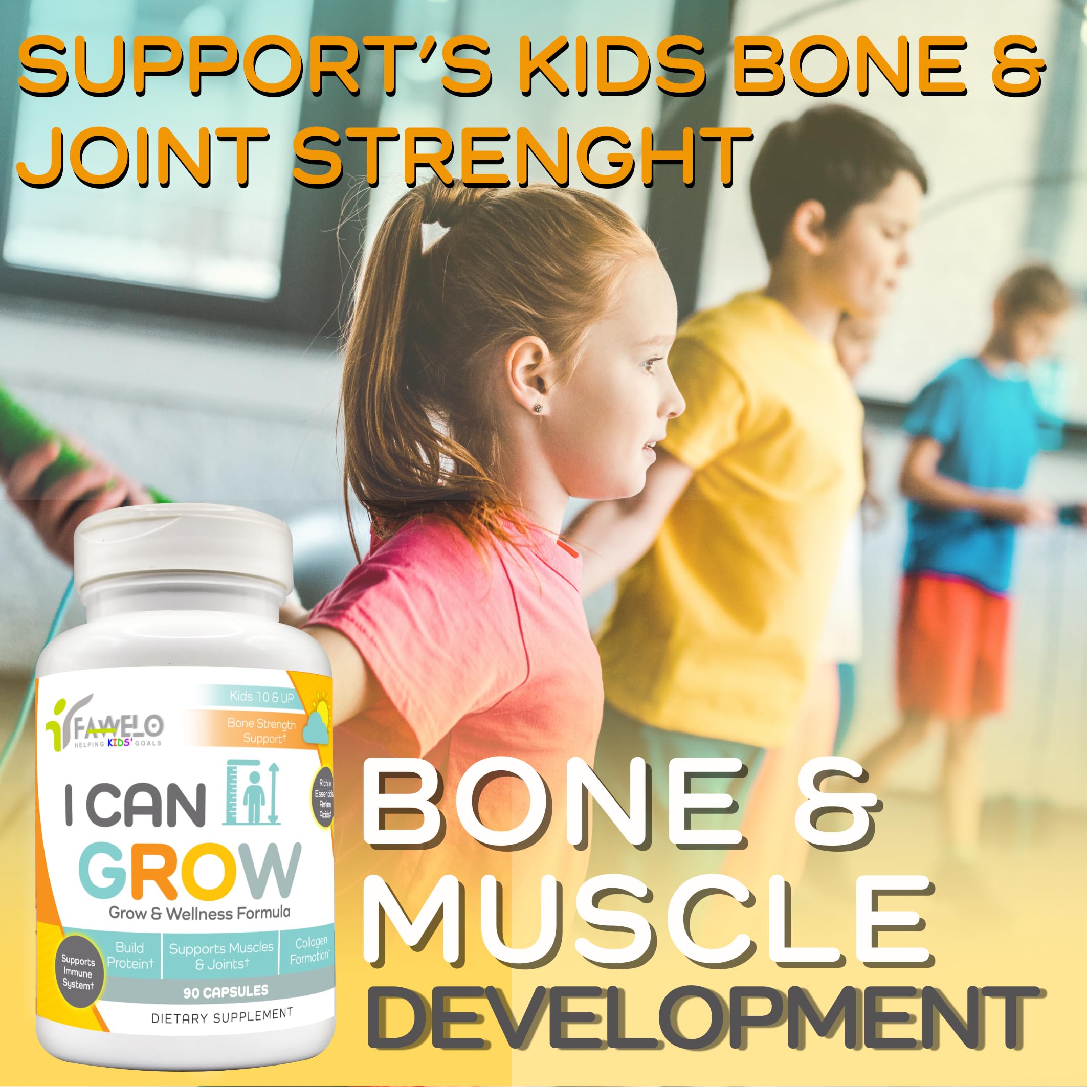 Fawelo I Can Grow (2 Pack) - for Kids 10+ and Teens | Enhances Natural Development | Strength Bone, Muscle & Joints | Immunity & Overall Health | Transparent Ingredients | Made in the USA Fawelo uk supplements