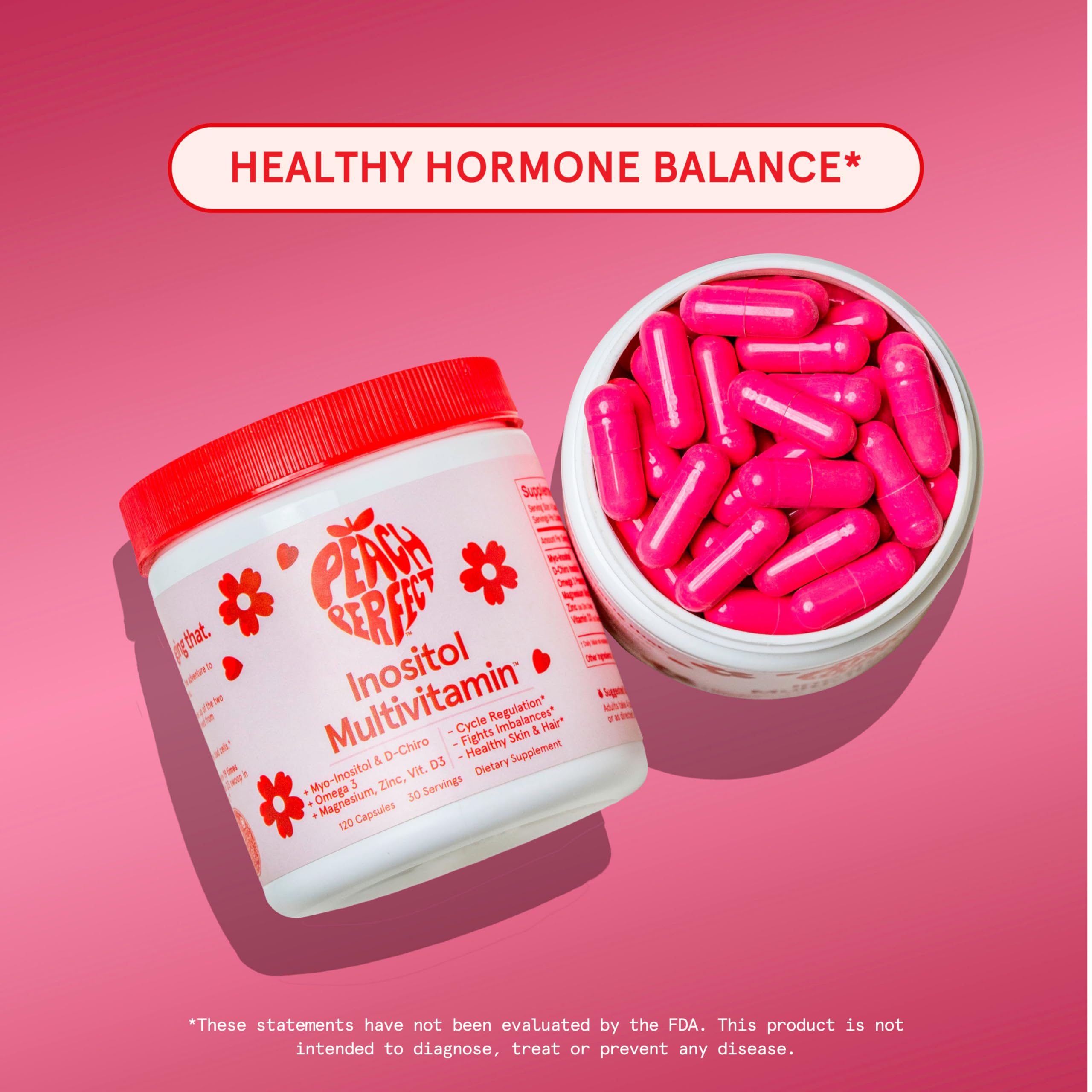 Peach Perfect Inositol Multivitamin – Myo-Inositol & D-Chiro 40:1 Blend, Omega-3, Vitamin D3, Magnesium, Zinc – Supports Women’s Health, Mood, Energy, Supplement – 30 SVG Peach Perfect uk supplements