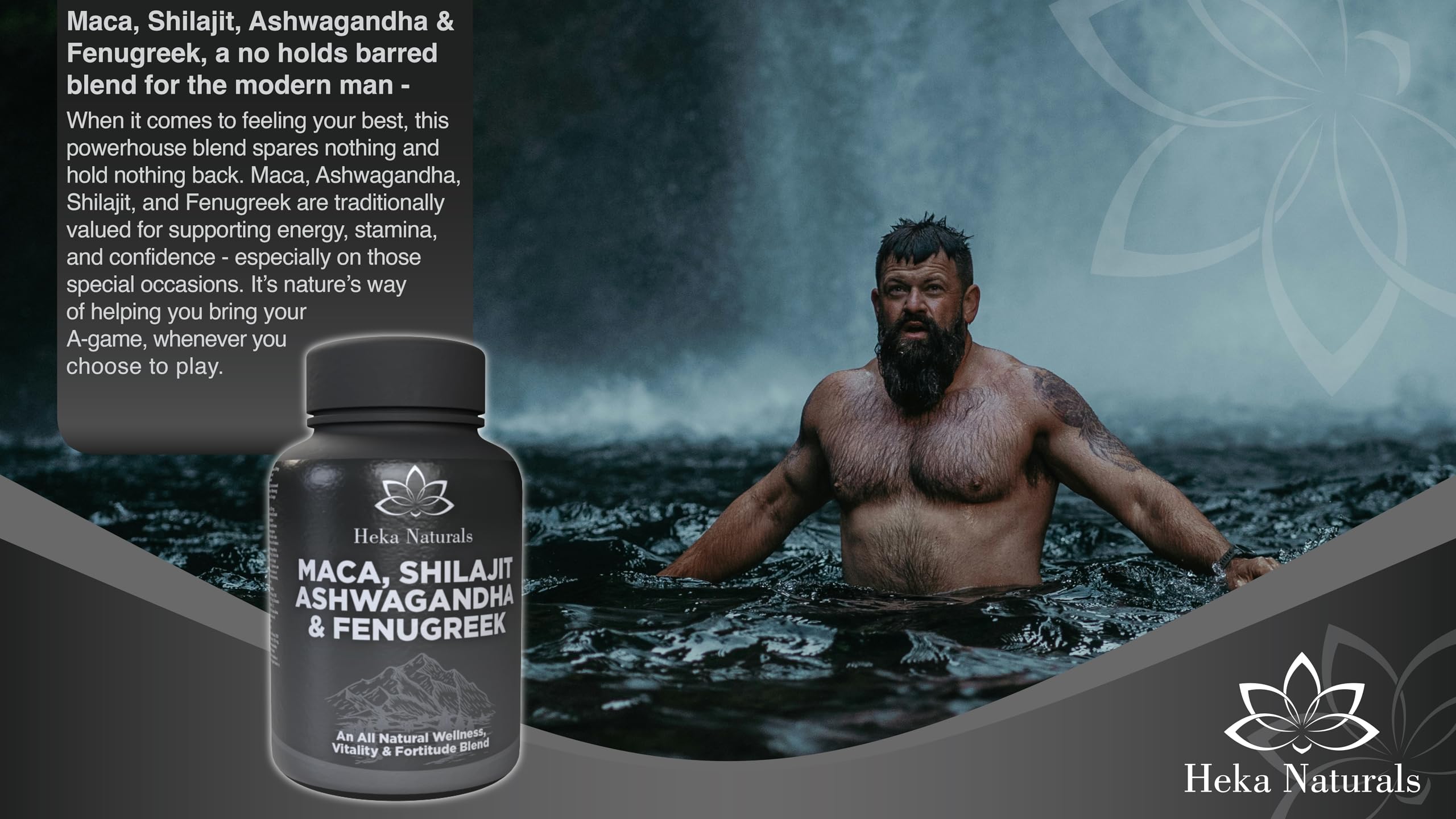 Heka Naturals Male Botanical Complex | 90 Capsules with Ashwagandha, Maca Root, Fenugreek & Shilajit | Traditional Plant-Based Ingredients for Active Lifestyles | Food Supplement Heka Naturals uk supplements