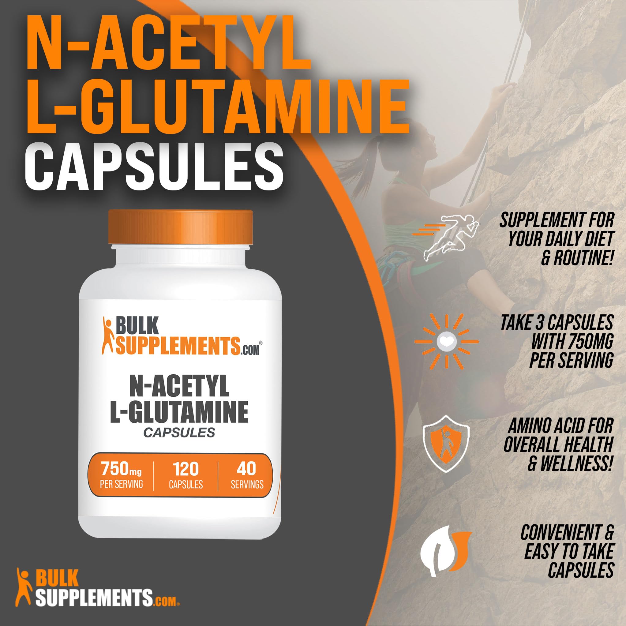 BULKSUPPLEMENTS.COM N-Acetyl L-Glutamine Capsules - Glutamine Supplement BULKSUPPLEMENTS.COM uk supplements