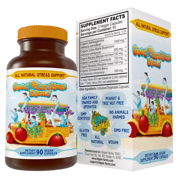 Hippie Farms Stress, Mood, Energy Support - Ashwagandha Root, Lion's Mane & More - Good Vibrations Blend Hippie Farms uk supplements