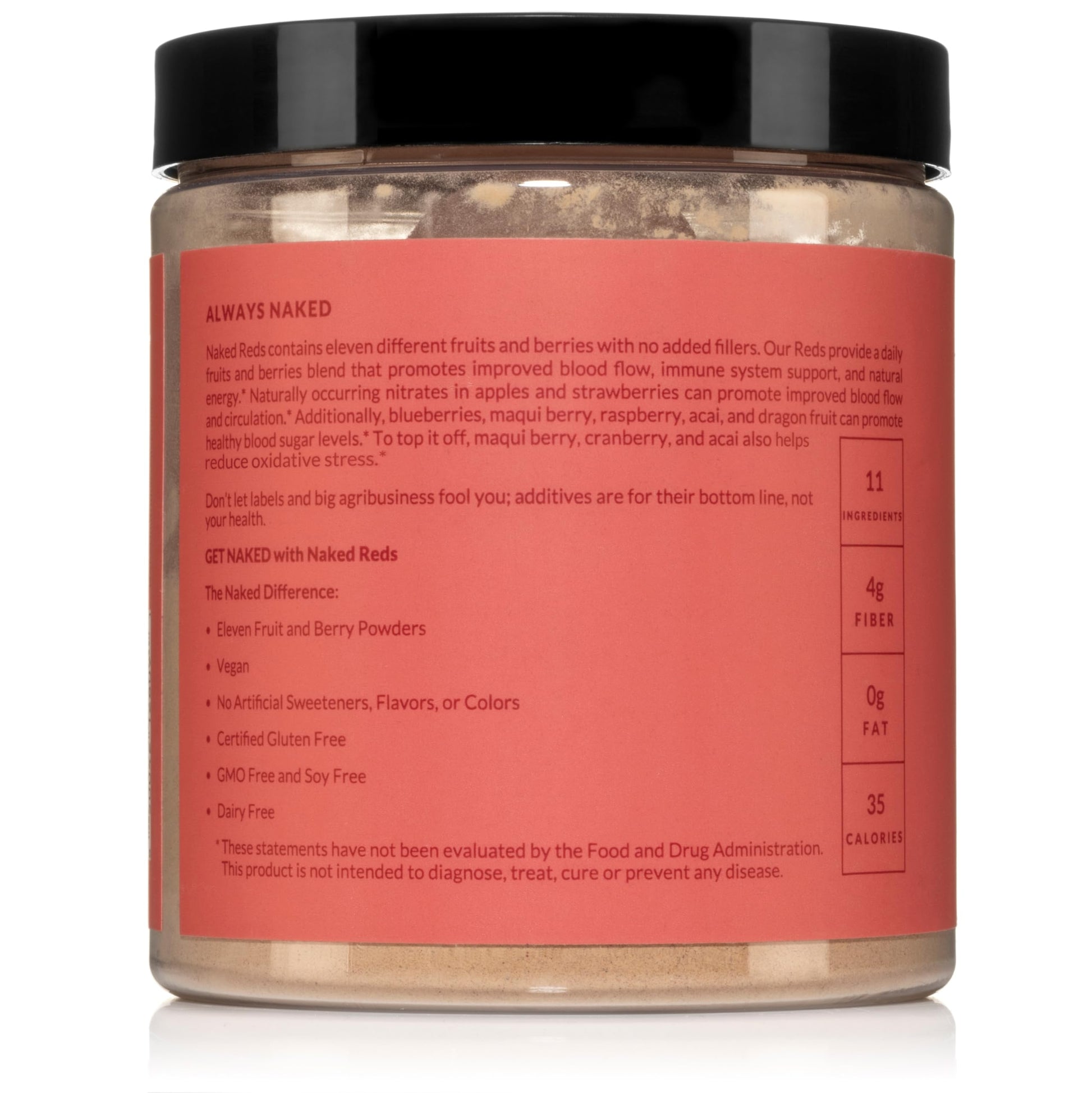 NAKED Reds Superfood Powder - Healthy, Energizing Polyphenol Fruit Powder Mix, No Fillers, No Additives, Vegan, Non-GMO, Gluten Free - 28 Servings NAKED uk supplements