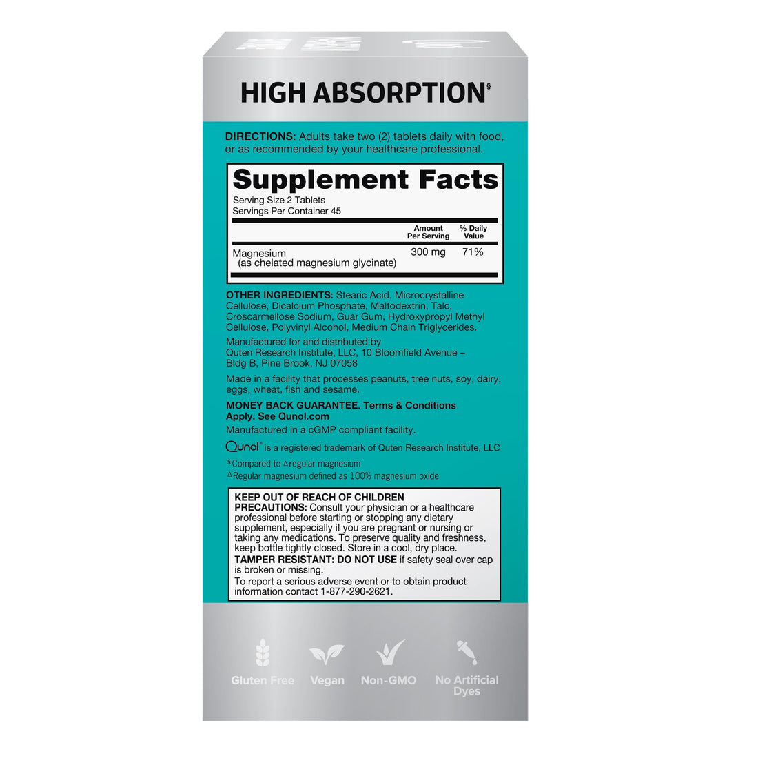 Qunol Magnesium Glycinate 300mg, 100% Glycinate Chelated Magnesium Supplement, 90ct Tablets Qunol uk supplements