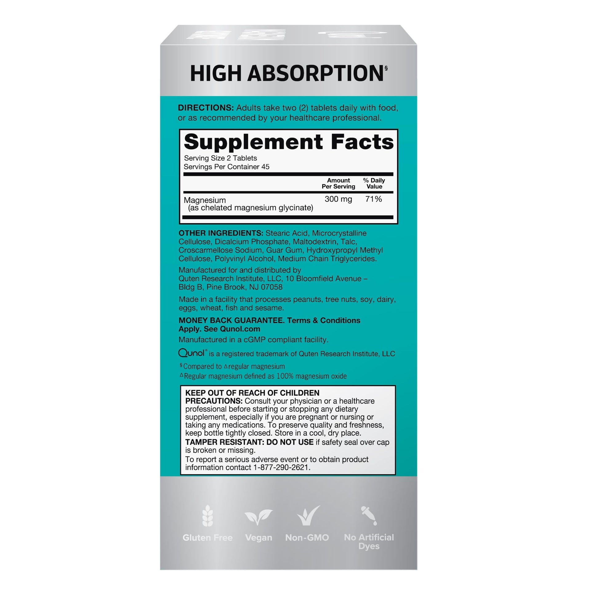 Qunol Magnesium Glycinate 300mg, 100% Glycinate Chelated Magnesium Supplement, 90ct Tablets Qunol uk supplements