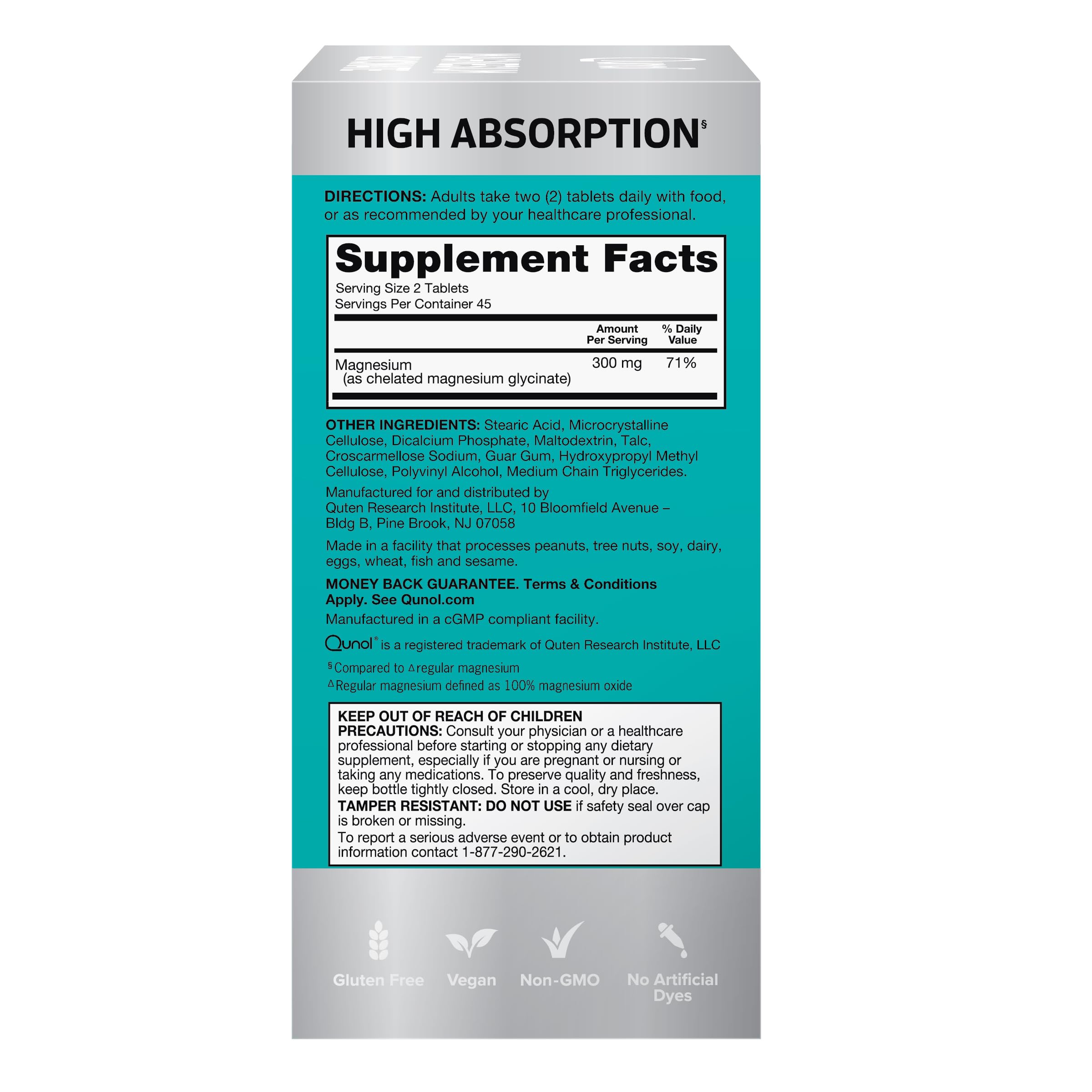 Qunol Magnesium Glycinate 300mg, 100% Glycinate Chelated Magnesium Supplement, 90ct Tablets Qunol uk supplements