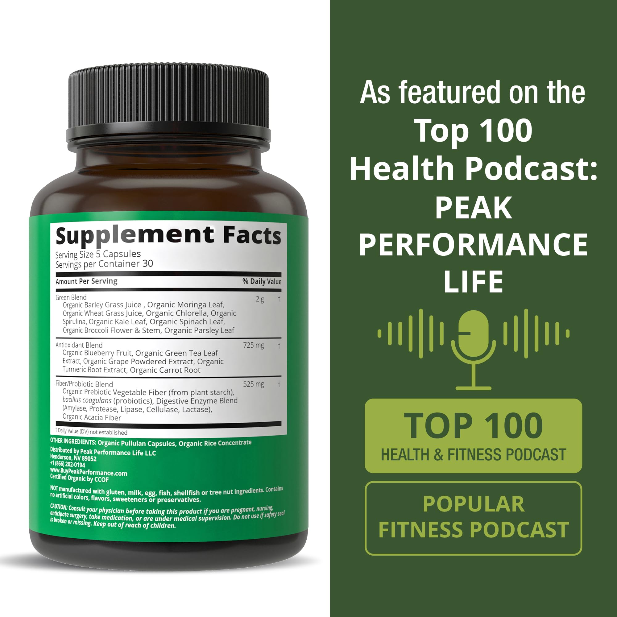 Organic Super Greens 150 Capsules - Green Juice Superfood Supplement with 25 All Natural Organic Ingredients. Max Energy and Detox Super Food Pills with Spirulina, Spinach, Kale, Turmeric, Probiotics Peak Performance uk supplements
