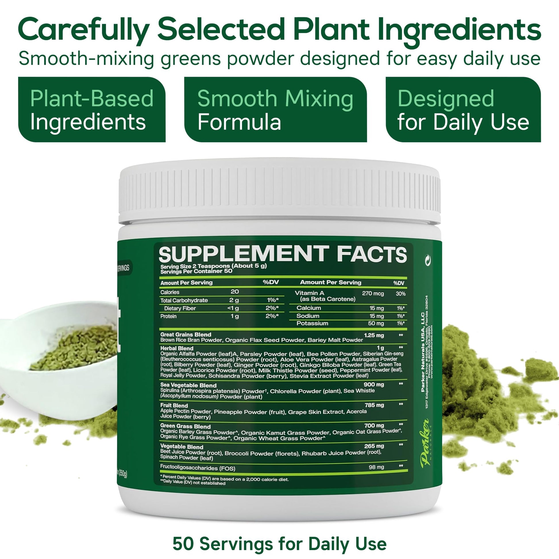 Boost UltraGreens Super Greens Powder - Organic Spirulina, Grasses & Antioxidants | Premium Superfood for Daily Energy | Detox & Whole-Body Wellness - 50 Servings Parker Naturals uk supplements