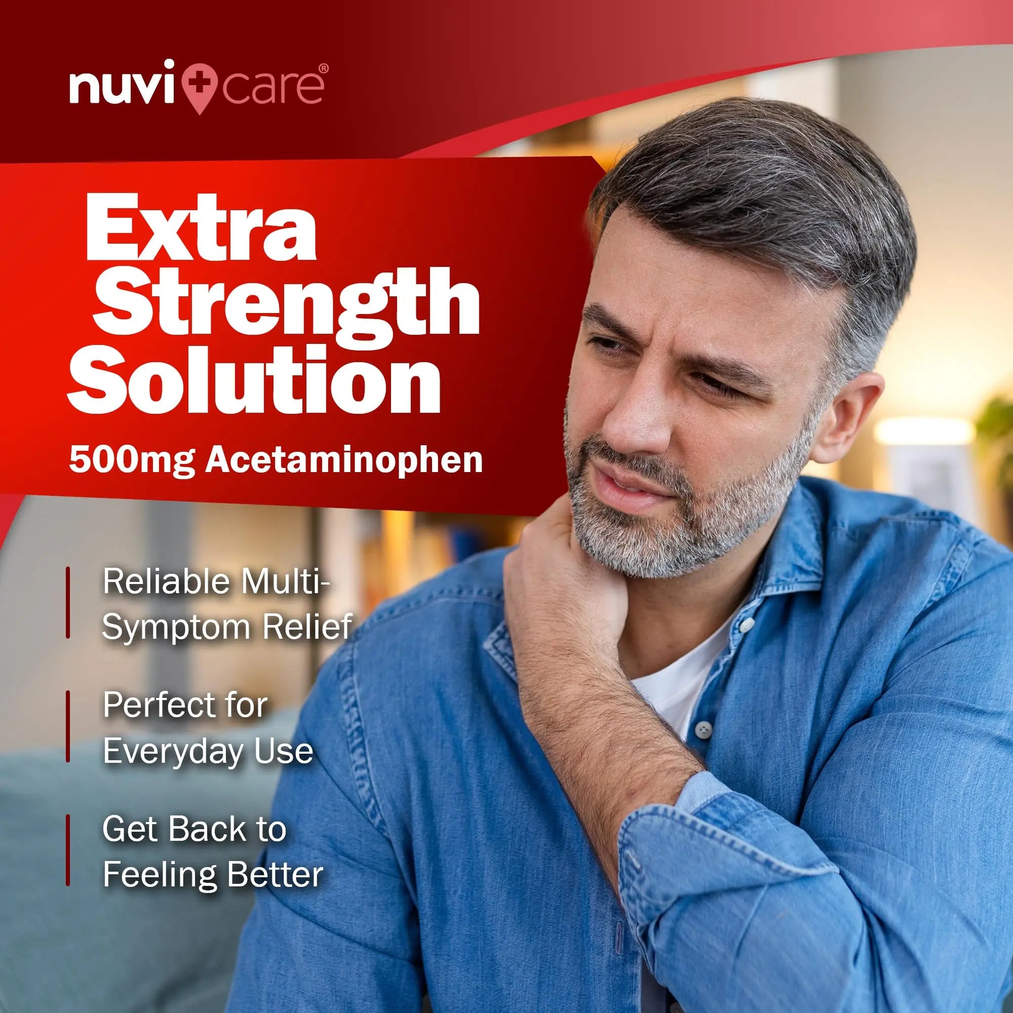 NUVICARE Acetaminophen 500mg Extra Strength Pain Relief - Compare to Tylenol Extra Strength Pain Reliever & Fever Reducer - 500mg Tablets for Adults for Headaches (100 Caplets) NUVICARE uk supplements