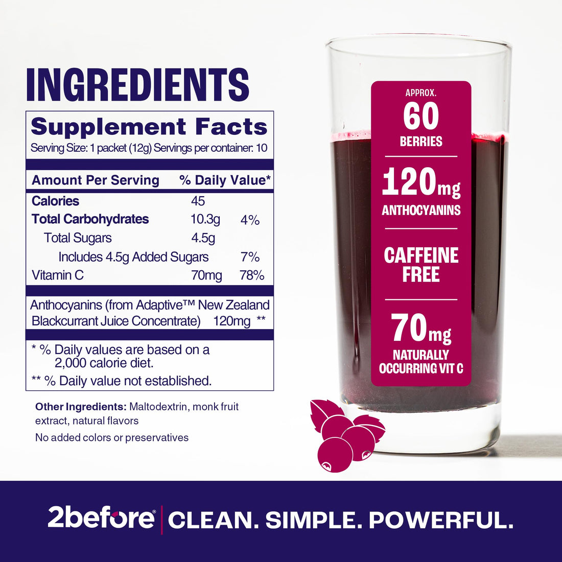 2before Blackcurrant I All Natural Vegan Pre Workout, with 120mg Caffeine I Clean Energy 2before uk supplements
