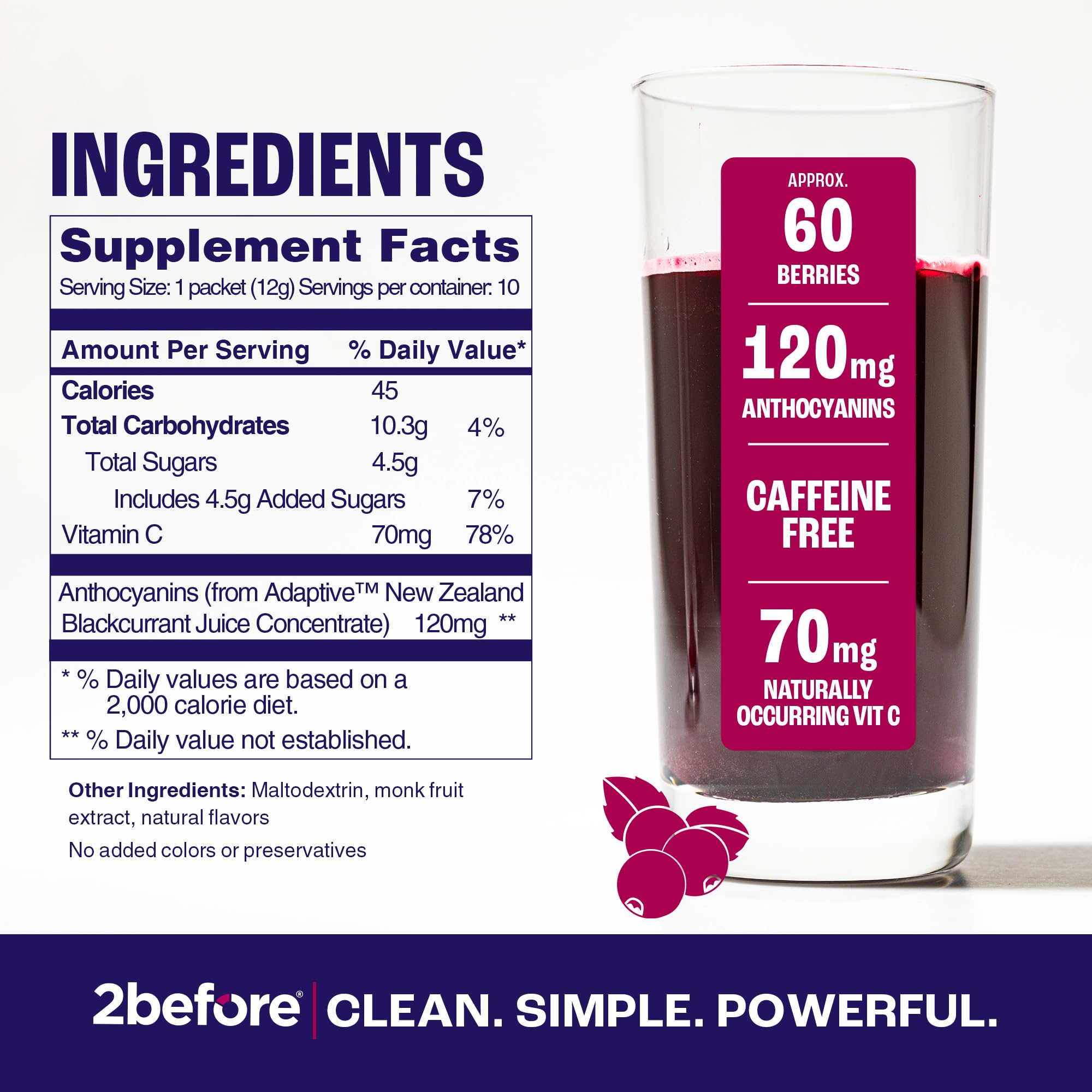 2before Blackcurrant I All Natural Vegan Pre Workout, with 120mg Caffeine I Clean Energy 2before uk supplements
