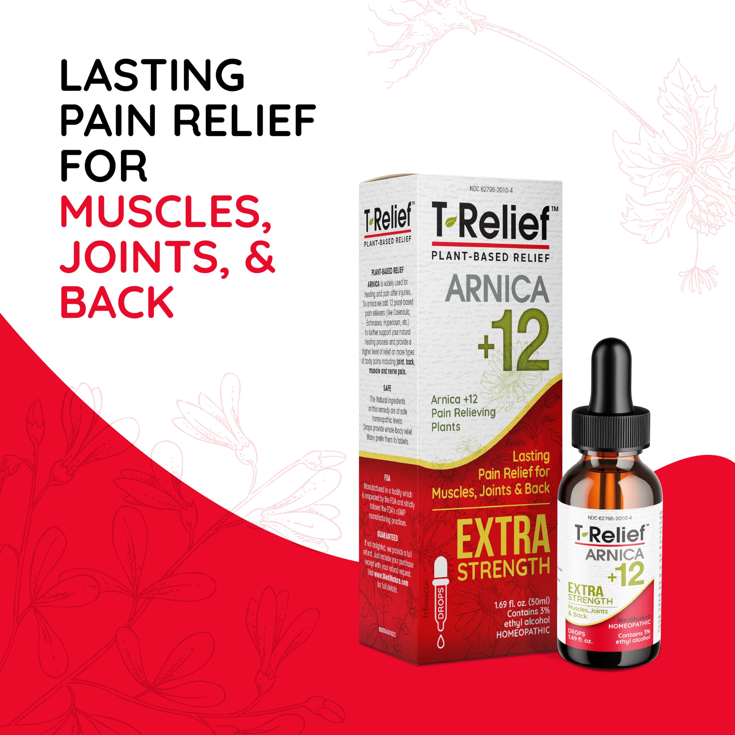 MediNatura T-Relief Extra Strength Oral Drops Arnica +12 Fast-Acting Natural Relieving Actives for Back Neck Joint Muscle Hand & Foot Aches Pains & Soreness - 1.69 oz MediNatura uk supplements