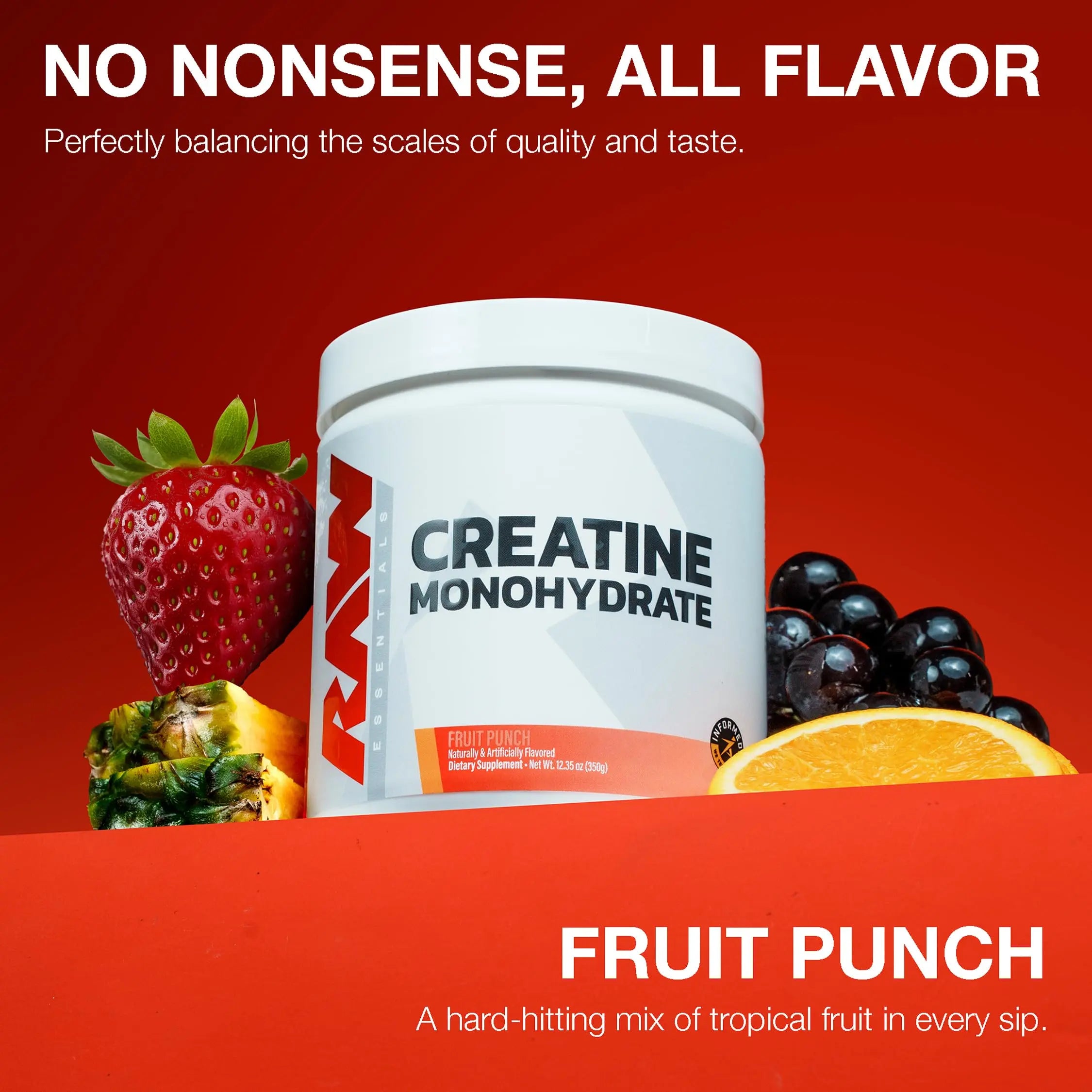 RAW Nutrition Creatine Monohydrate Powder, Fruit Punch (30 Servings) - Micronized Creatine Monohydrate Supplement for Workout Performance, Build Muscle & Strength RAW uk supplements