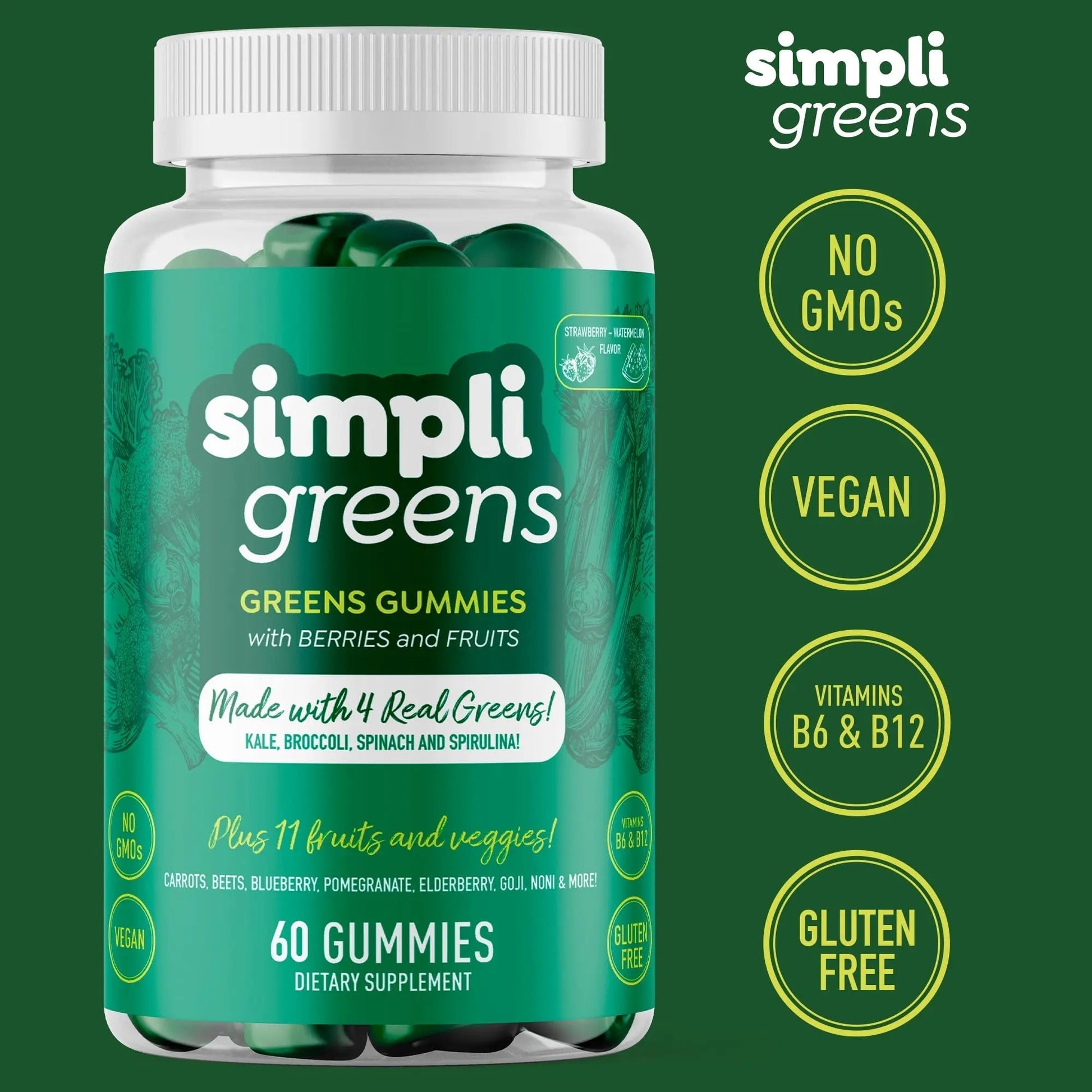 SIMPLI GREENS Vegan Superfood Gummies Supplement – 60 Count – Nutrient-Rich Gummy Vitamins – Supports Overall Wellness SIMPLI GREENS uk supplements