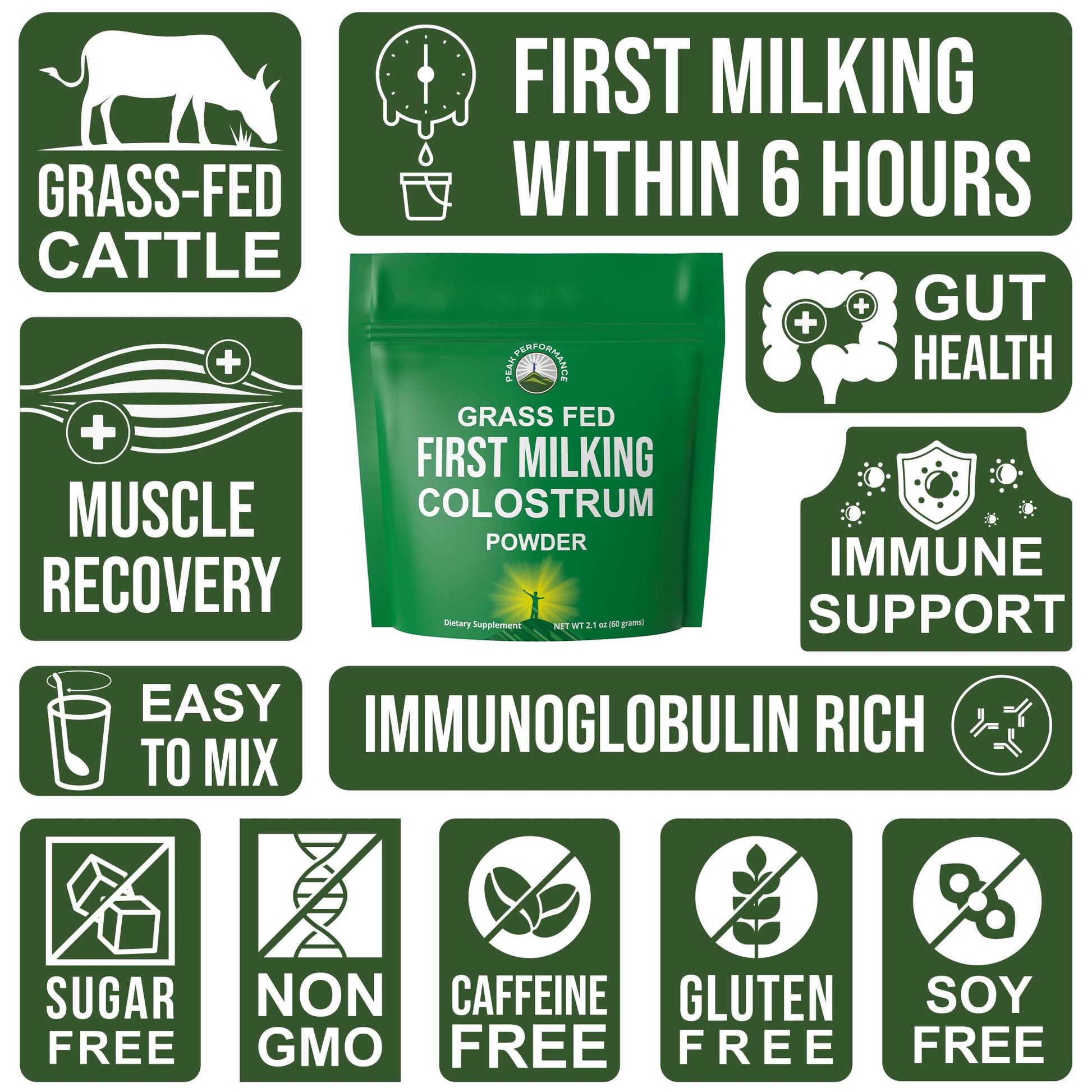 First Milking Colostrum Powder from Grass Fed USA Cows Milked Within 6 Hours of Giving Birth to Get the Most Bioactive Nutrients. High Immunoglobulin Non-GMO Bovine Colostrum Supplement for Humans Peak Performance uk supplements