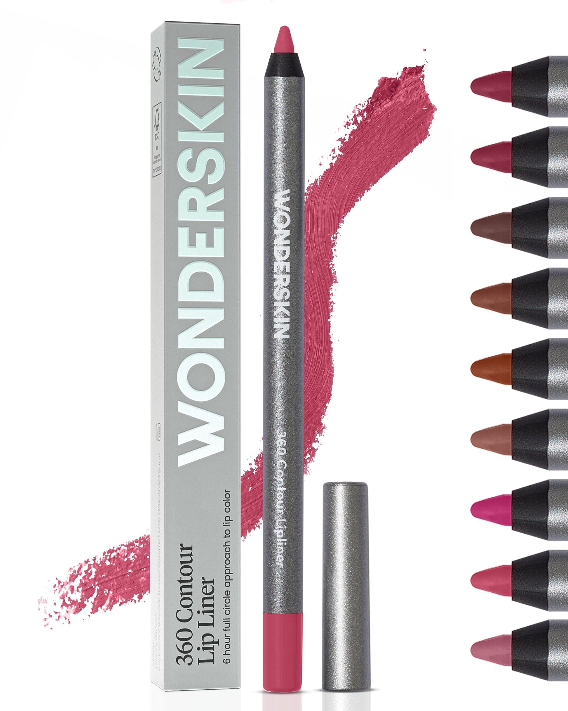Wonderskin Lipliner Pencil - 360 Contour Lipliner, Long Lasting, Sharpenable, Waterproof and Transfer-Proof Nude Lip Liner Pencil (Rosewood) Wonderskin uk supplements
