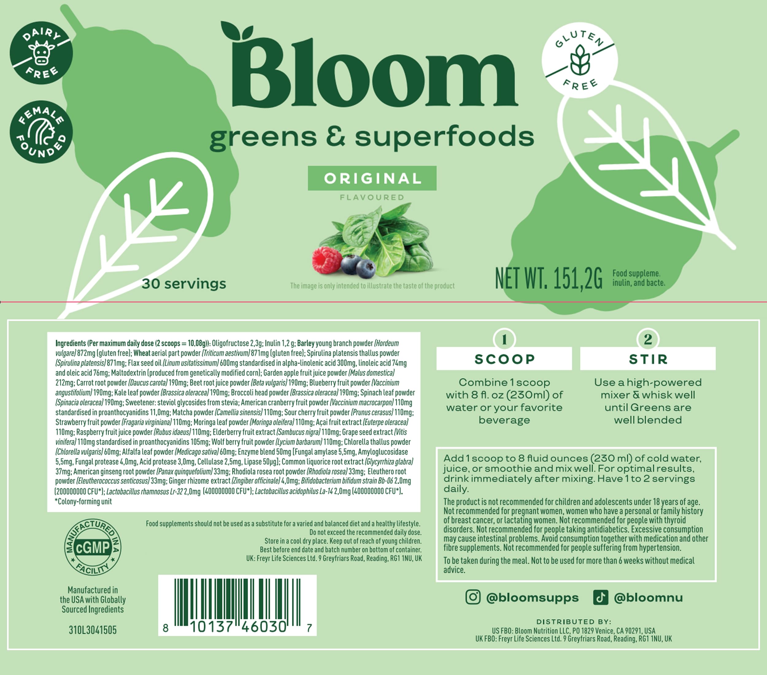 Bloom Nutrition Greens and Superfoods Powder for Digestive Health, Greens Powder Bloom Nutrition uk supplements