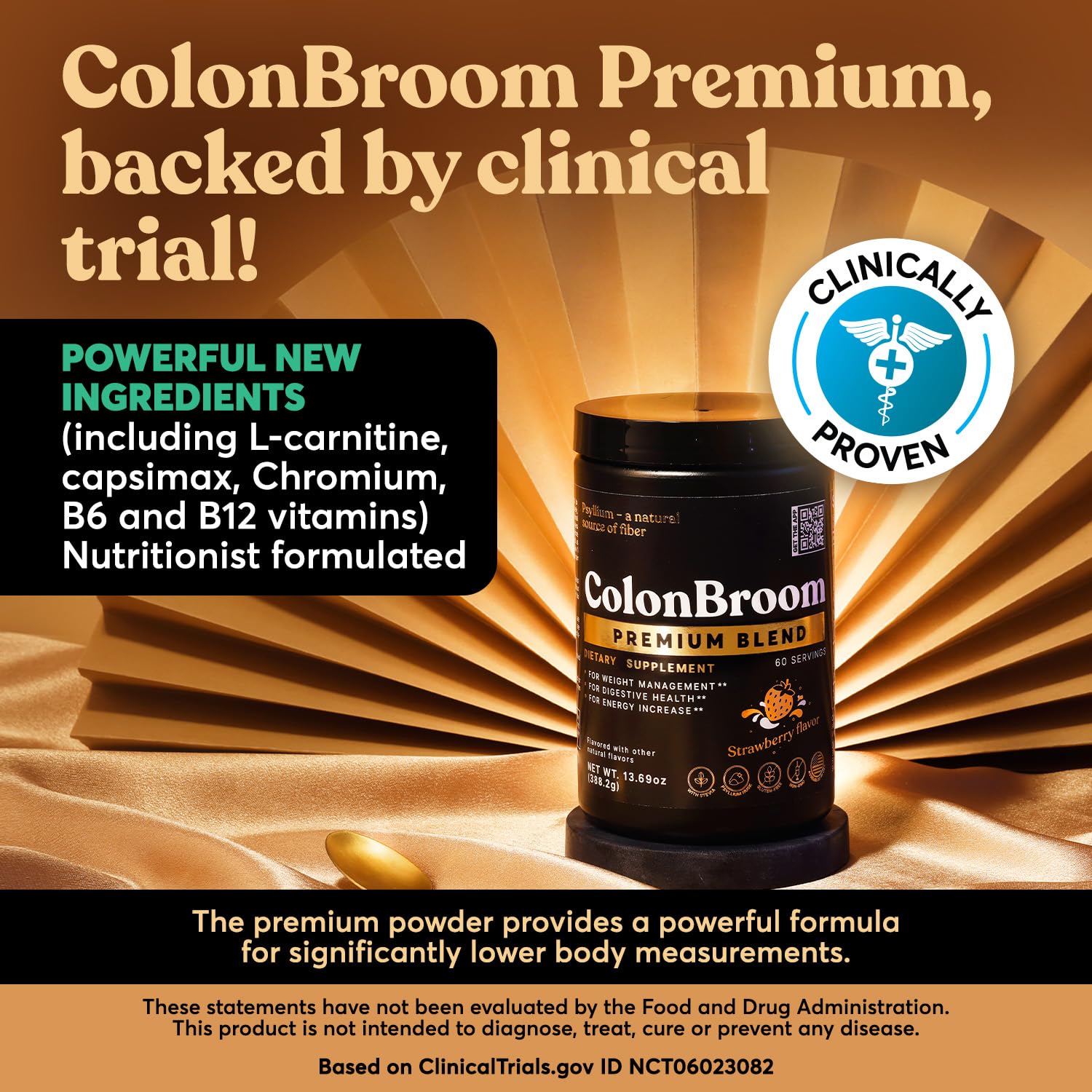 ColonBroom Premium Psyllium Husk Powder (Strawberry) - Colon Cleanse for Bloating ColonBroom uk supplements