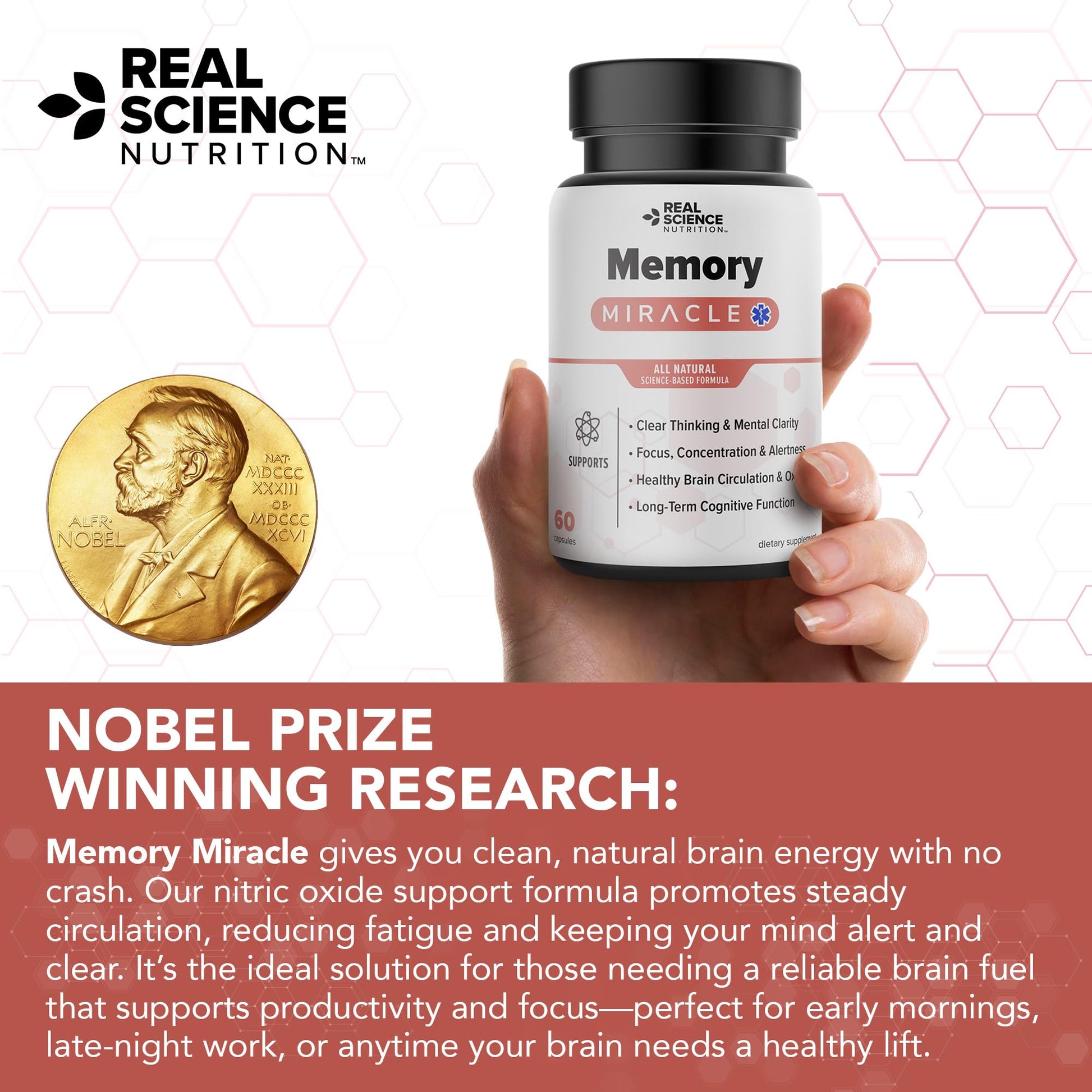 Real Science Nutrition Offers Memory Miracle – Brain and Memory Support Supplement for Focus, Mental Clarity & Brain Health – Nootropic Brain Booster with Nitric Oxide – 60 Capsules Real Science Nutrition uk supplements