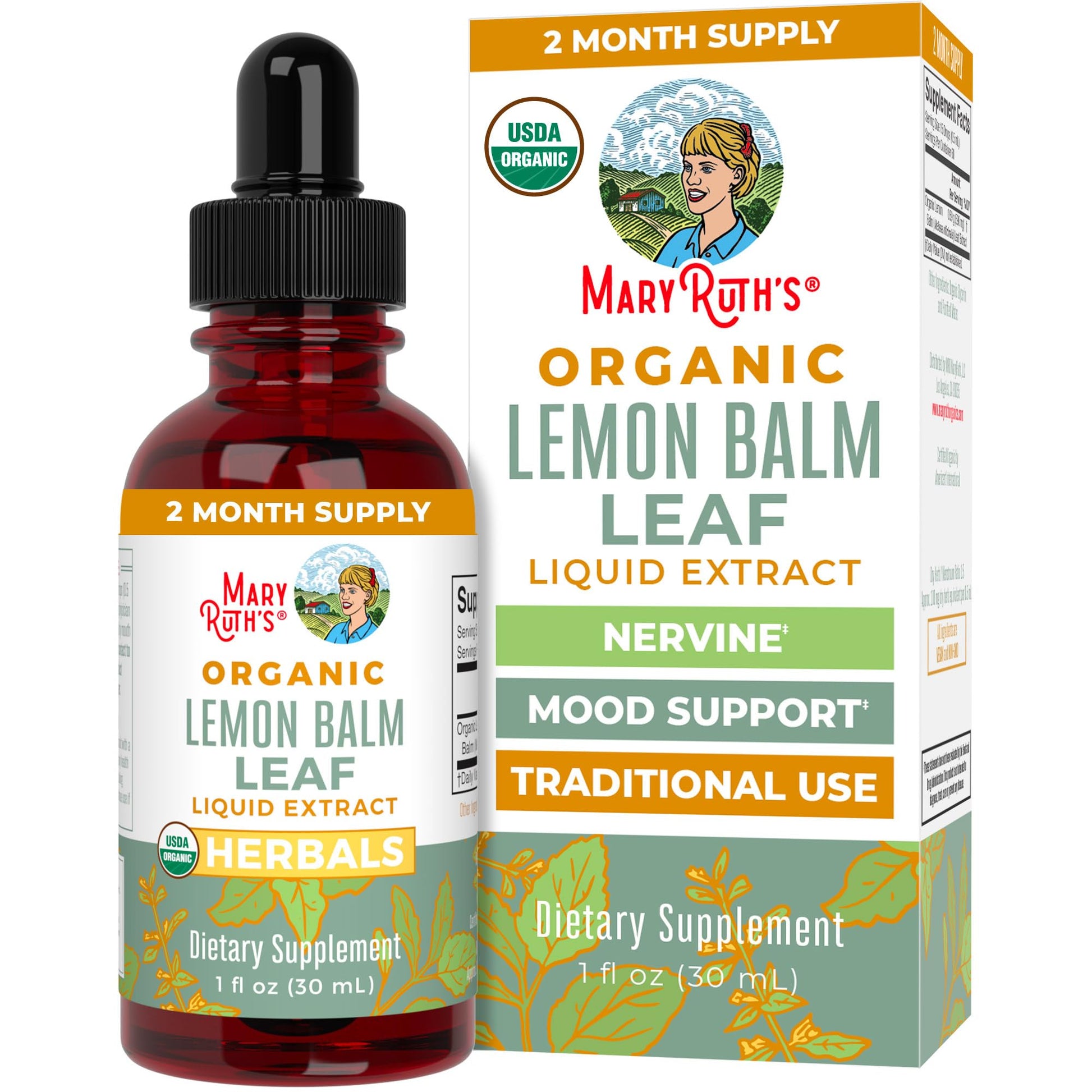 MaryRuth Organics Lemon Balm Leaf Liquid Extract | Mood Support | Relaxation | Calming | Nervine Herbal | Lemon Balm Tincture | USDA Organic | Vegan | Non-GMO | Gluten Free | 1 Fl Oz MARYRUTH'S uk supplements