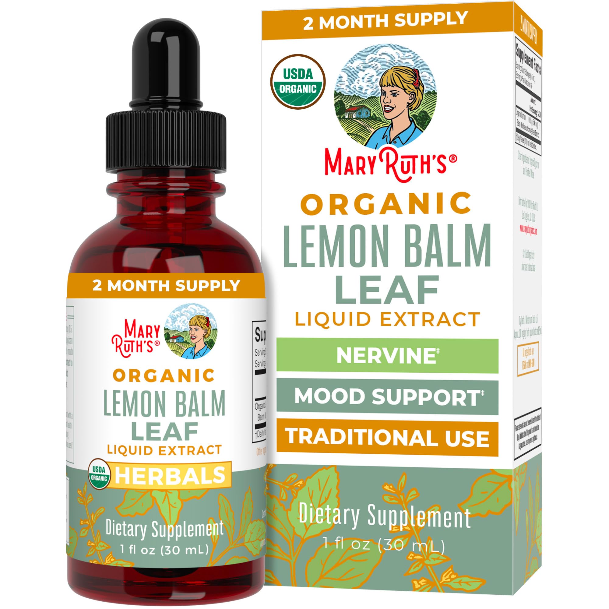 MaryRuth Organics Lemon Balm Leaf Liquid Extract | Mood Support | Relaxation | Calming | Nervine Herbal | Lemon Balm Tincture | USDA Organic | Vegan | Non-GMO | Gluten Free | 1 Fl Oz MARYRUTH'S uk supplements