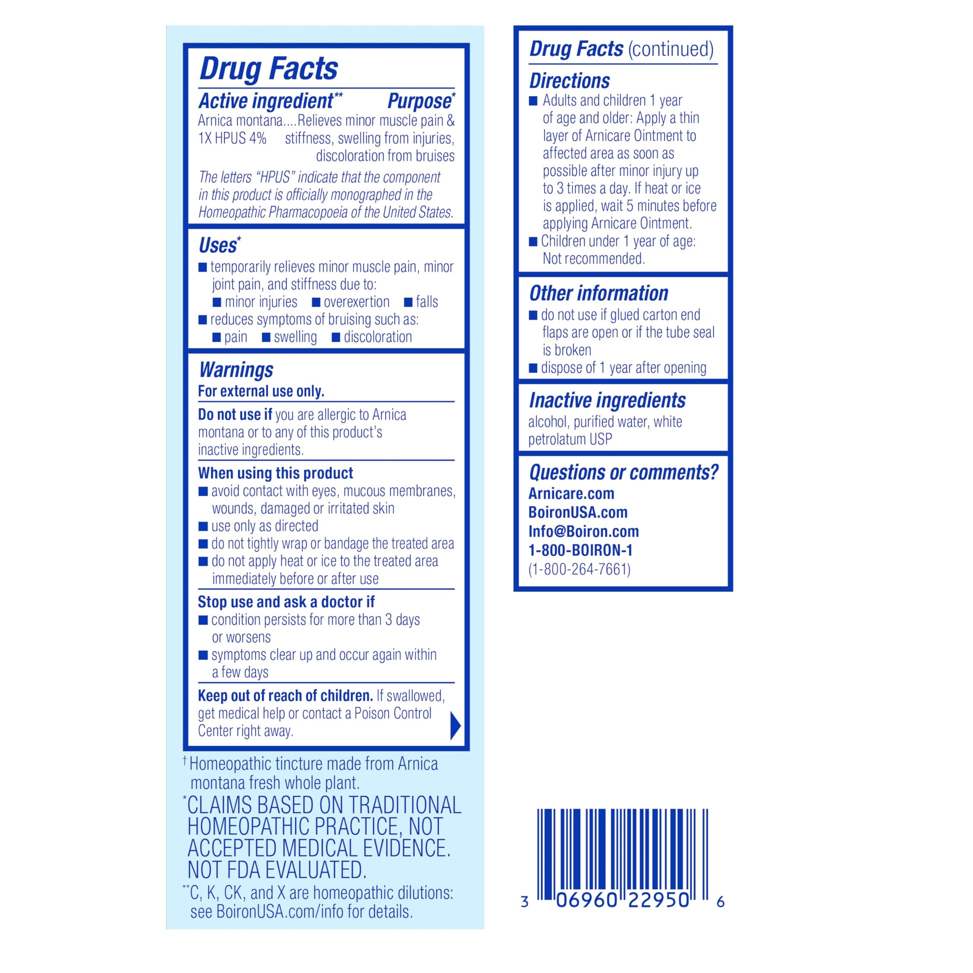 Boiron Arnicare Ointment for Relief of Joint Pain, Muscle Pain, Muscle Soreness, and Swelling from Bruises or Injury - Non-greasy and Fragrance-Free - 1 oz Boiron uk supplements