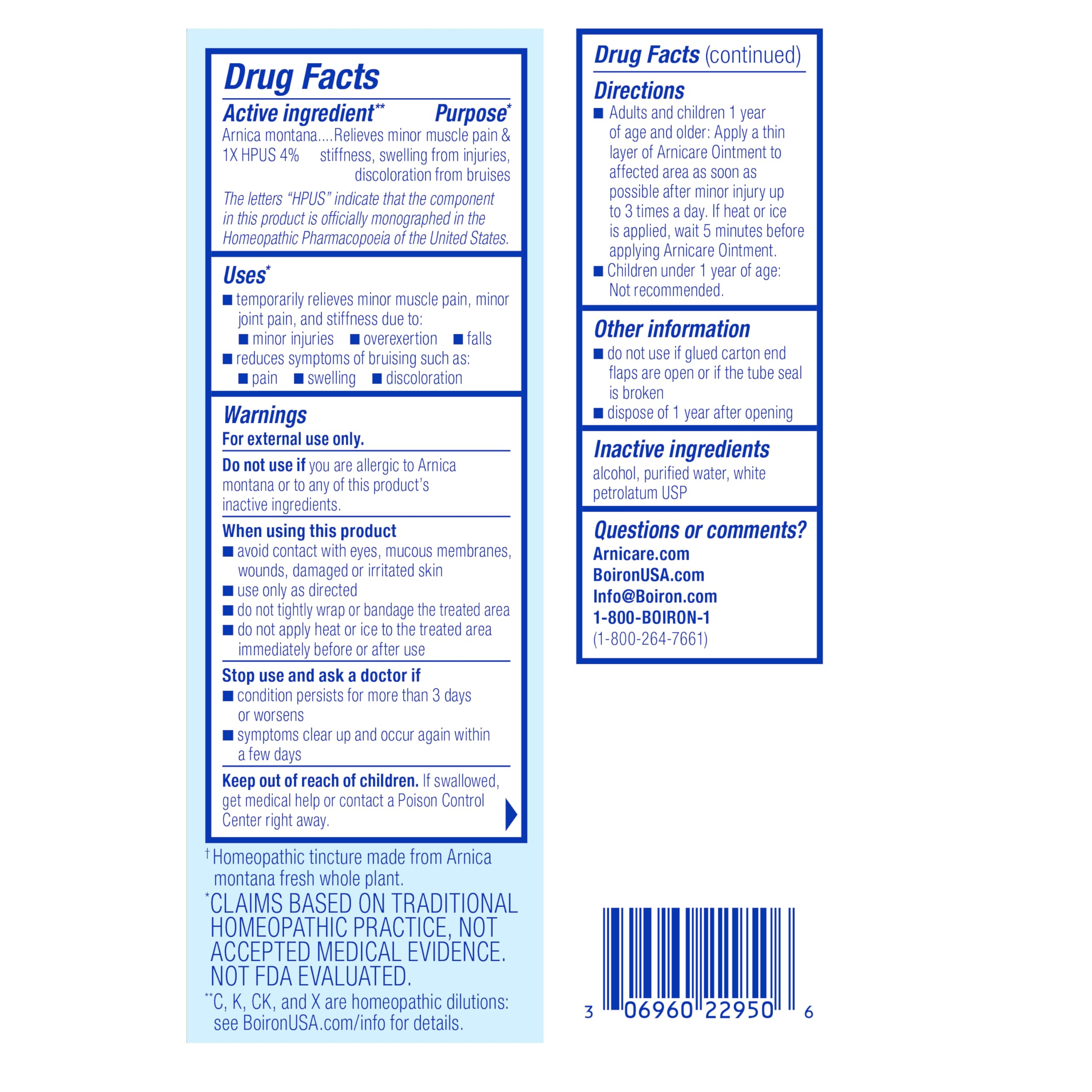 Boiron Arnicare Ointment for Relief of Joint Pain, Muscle Pain, Muscle Soreness, and Swelling from Bruises or Injury - Non-greasy and Fragrance-Free - 1 oz Boiron uk supplements
